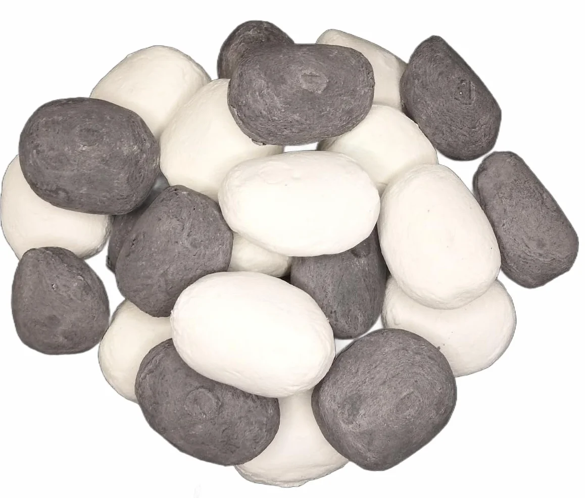 Repuestos de piedras de cerámica para estufas de gas COALS 4 YOU, 7 blancas 8 grises, 14x21x14 cm