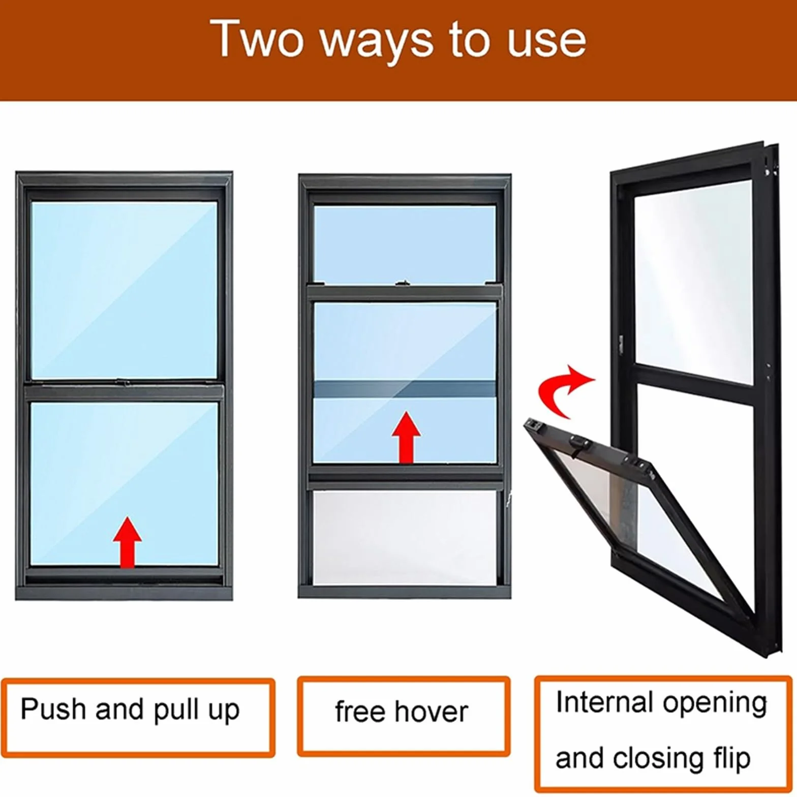 Salas Ventanas, Abra La Ventana Deslizante Vertical del Sótano, Ventana De Vidrio Servicio Camión Comida con Inclinación Inferior para Mejoras En El Hogar(80x120cm)