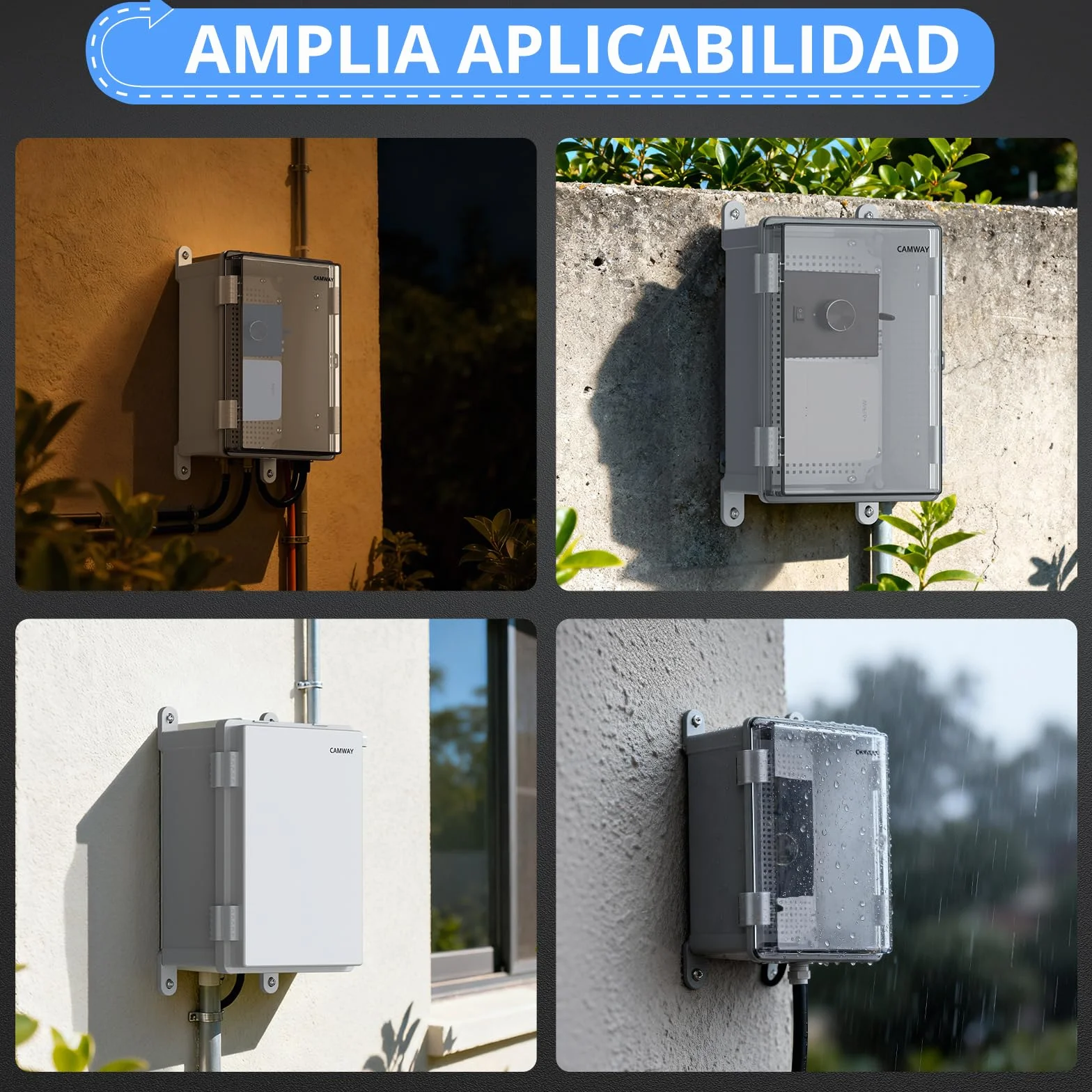 CAMWAY Caja Estanca Exterior Electrica Impermeable IP67, Cuadro Eléctrico Superficie con Carcasa Plástico ABS, Cajas de Empalmes 30 * 20 * 16cm,Blanco