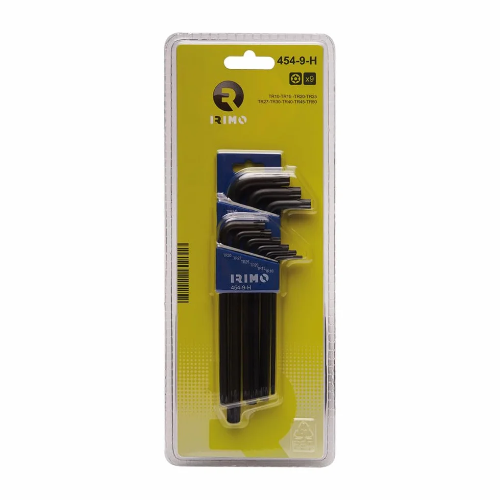 Juego petaca 9 llaves acodadas pavonadas TORX® inviolables T10-T50
