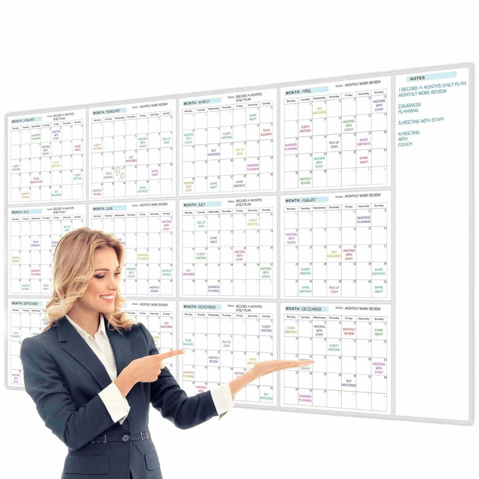 Calendario Permanente 150x85cm Tablero De Planificación Anual Reutilizable