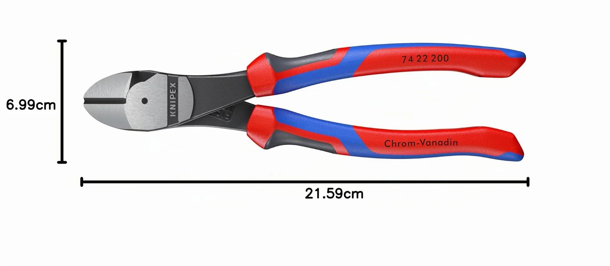 KNIPEX Alicates de corte diagonal de fuerza con mangos confort 200 mm, 74 22 200