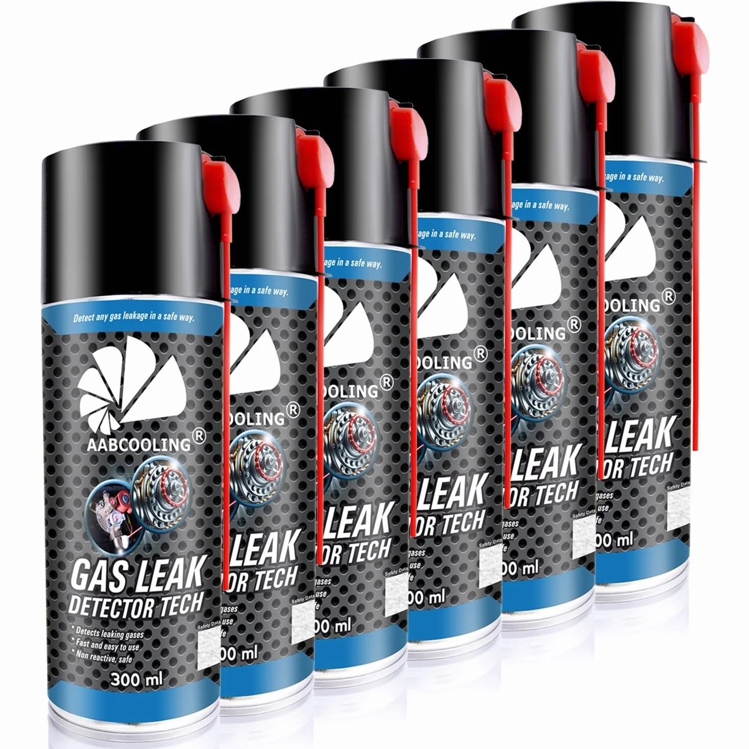 6X AABCOOLING Gas Leak Detector Tech 300ml - Spray de Prueba para Instalaciones de Gas - Detecta Fugas en Hornos, Encimeras y Contadores - Espuma Reveladora para Gas Natural y GLP, No Inflamable