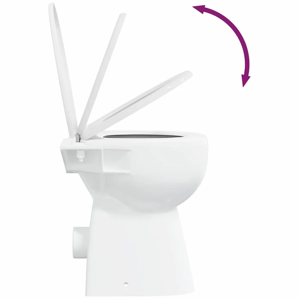 vidaXL Inodoro Sin Borde, Cerámica, Blanco, 50,5x36,5x50 cm, Asiento Soft-Close, Altura Extra Confort 7 cm, WC Compacto, Diseño Delgado, Baño, Descarga Higiénica