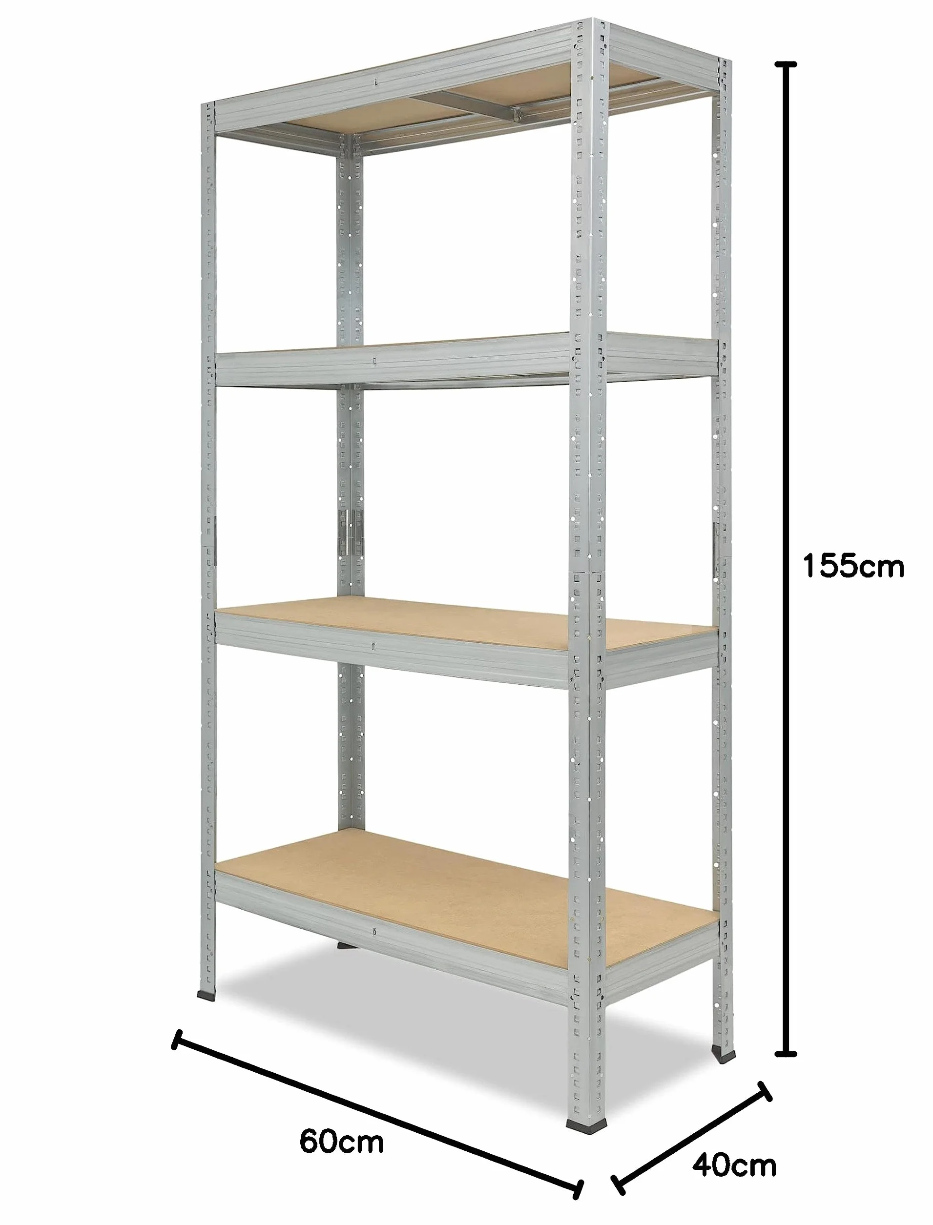 shelfplaza Pro 155x40x60 cm Estantería Pesada en galvanizada con 4 baldas y 200 kg de Capacidad de Carga por balda