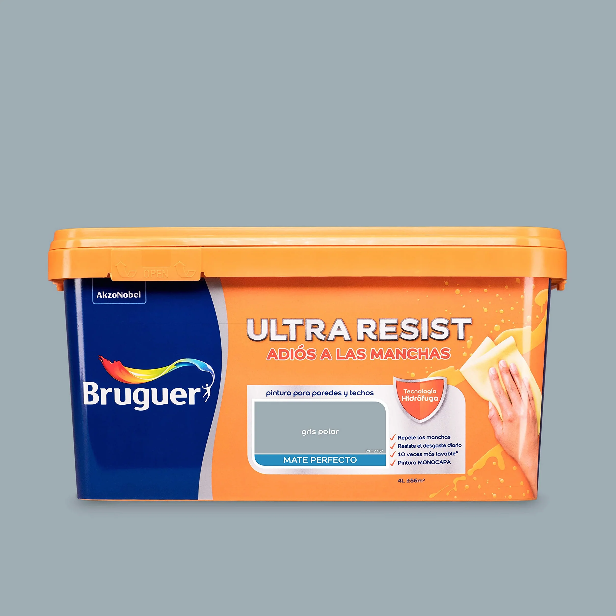 Bruguer ULTRA RESIST Pintura para paredes ultra lavable Gris Polar 4L