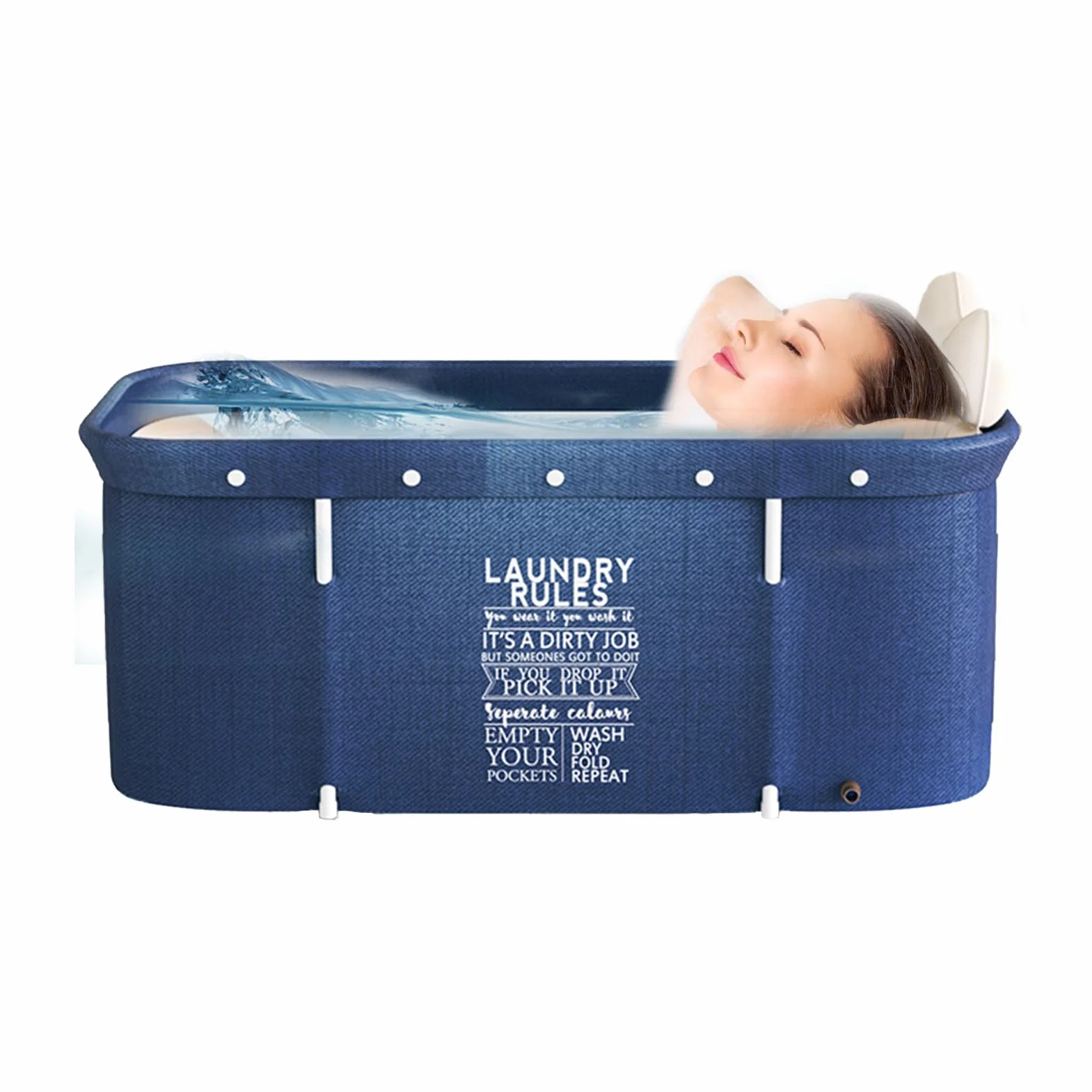 Bañera plegable Bañera de pie empapada Bañera portátil Bañera móvil Bañera plegable Barril Baño Spa Bañera, 120 x 50 cm para interior y exterior (Estilo 2)