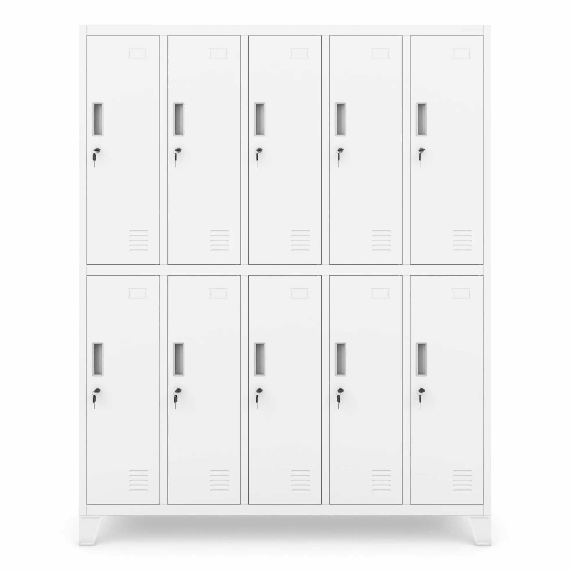 Armario Metálico 10 Compartimentos 172x136x45 cm Blanco