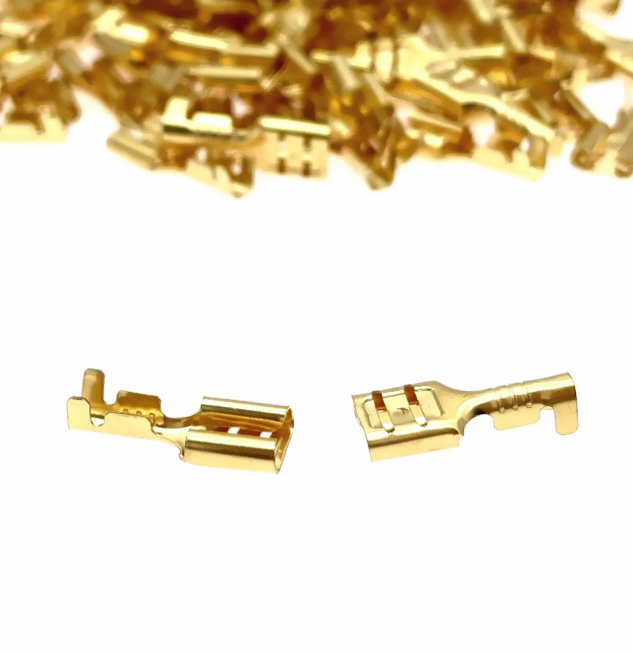 JZK 100 piezas 6,3 mm hembra terminales de engarzado de pala conectores rápido