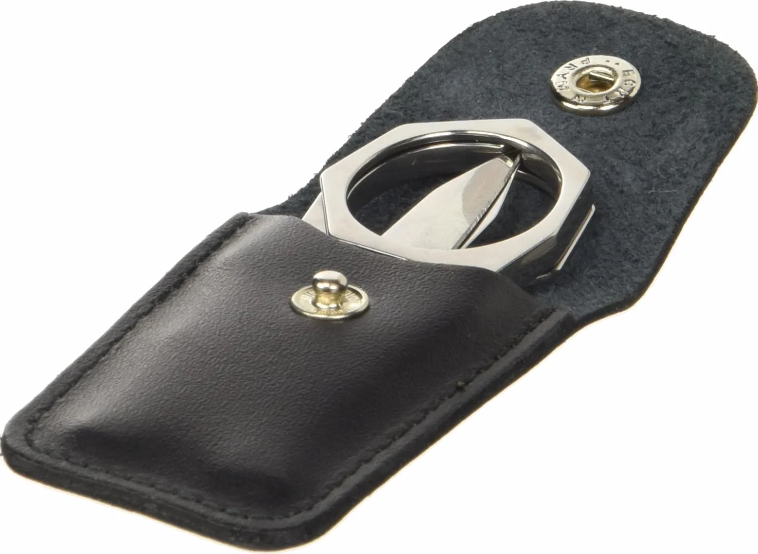 Tijeras, con funda de cuero plegable