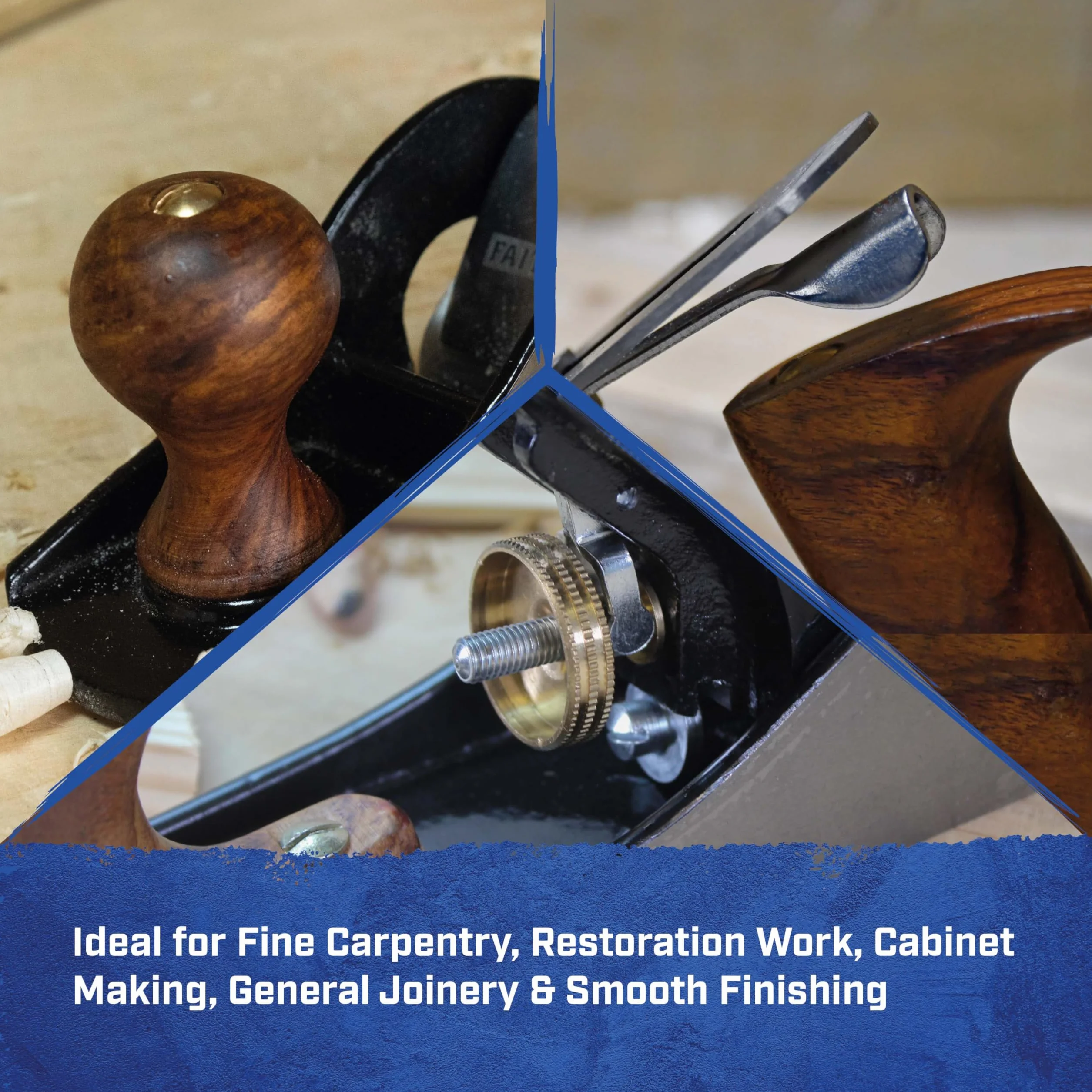 Rabot de finition Faithfull n° 3 – Rabot à bois en fonte usinée avec précision pour bois durs et tendres, ébénisterie, menuiserie et lissage