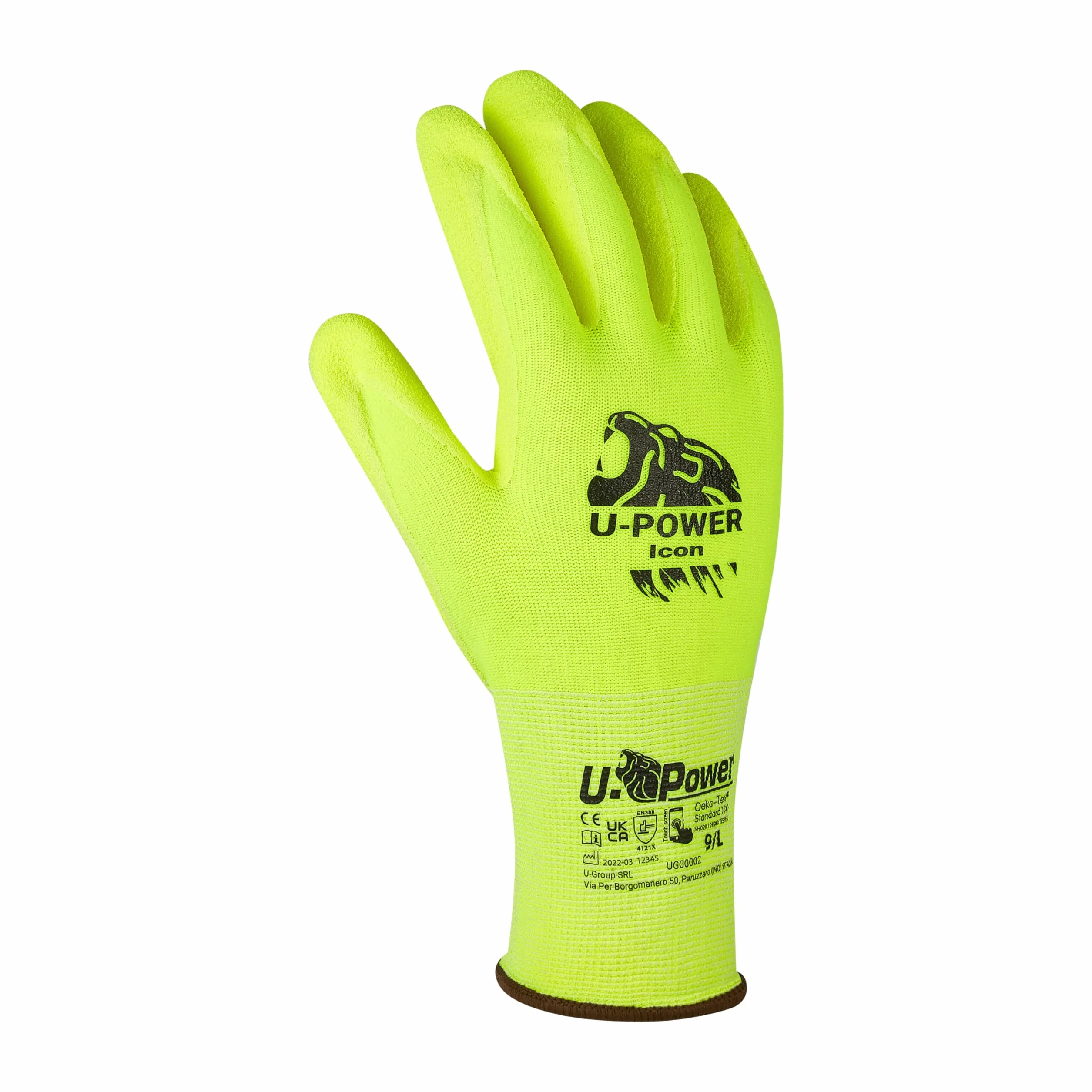 U Power Icon, Guantes de Trabajo Contra Riesgos Mecánicos y Térmicos con Forro de Nylon Spandex, Recubrimiento de Nitrilo. Paquete de 12 pares (talla 11)