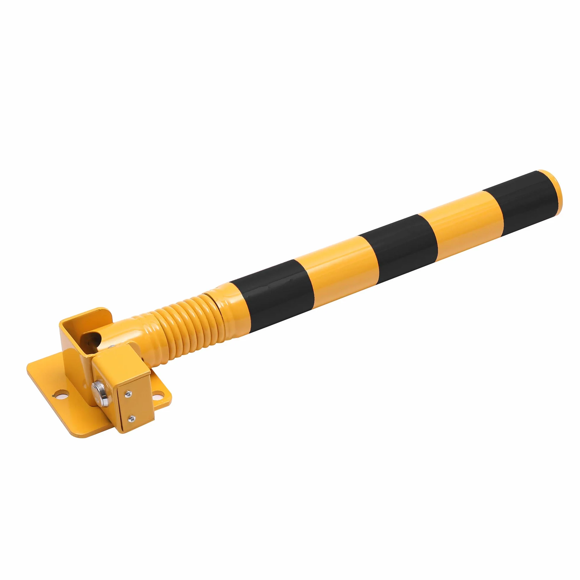 TOPWAY Bolardo de Bloqueo de Espacio para Estacionamiento de Automóviles con Resorte, Bloqueable Plegable Poste de Barrera de Parking de Coche, Amarilla y Negro, 60cm de Altura