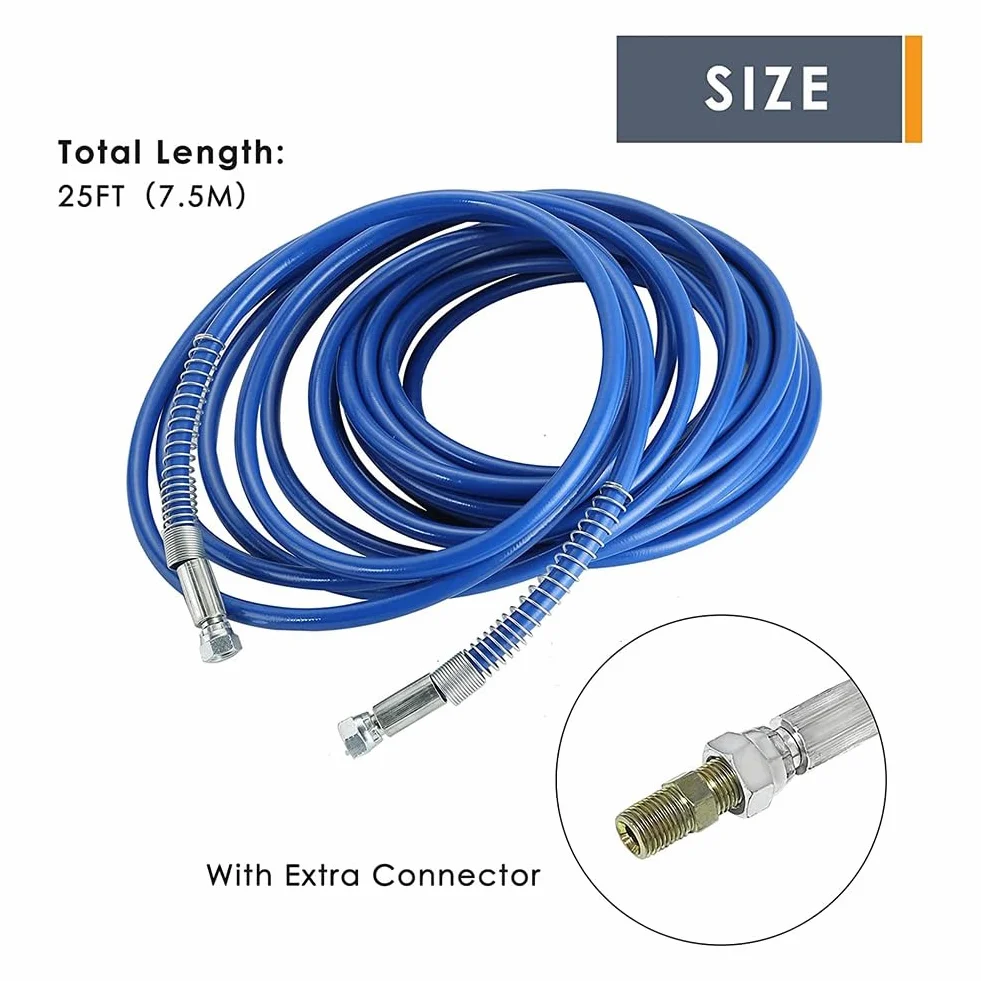 rieder 2 unidades 1/4 Airless manguera pulverizadora de color universal de alta presión manguera de fibra flexible 3300 PSI (25 pies, azul)