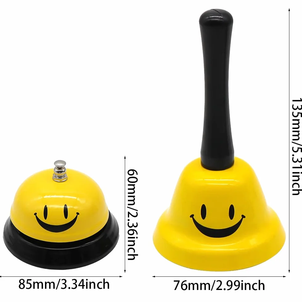 Timbre de Recepción de Metal 2 Piezas Campana de Llamadas de Servicio para Restaurante Hotel Cocina Escuela Amarillo