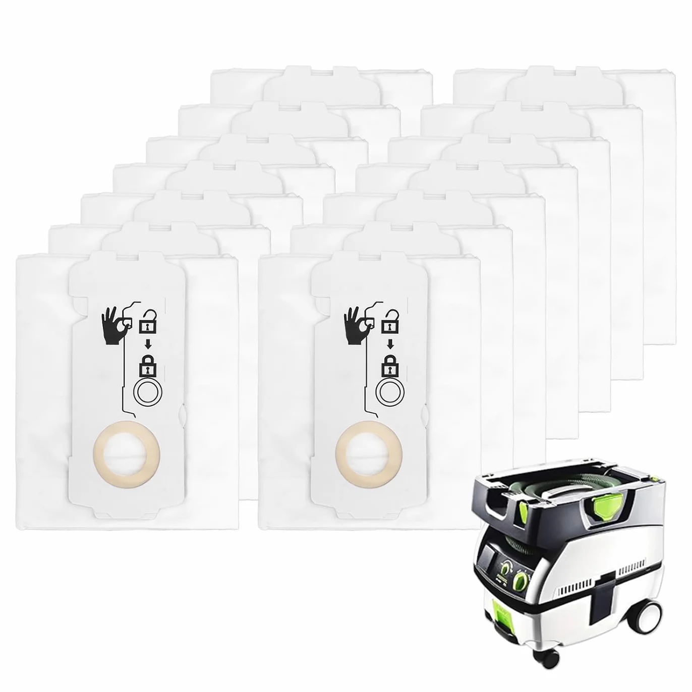 SELFCLEAN SC-FIS-CT MINI/MIDI-2/5 - Bolsas de filtro compatibles con Festool CT Mini/CT Midi/CT Midi I/CTC Mini/Midi/CT 15 (12 unidades, modelos a partir de 2019)