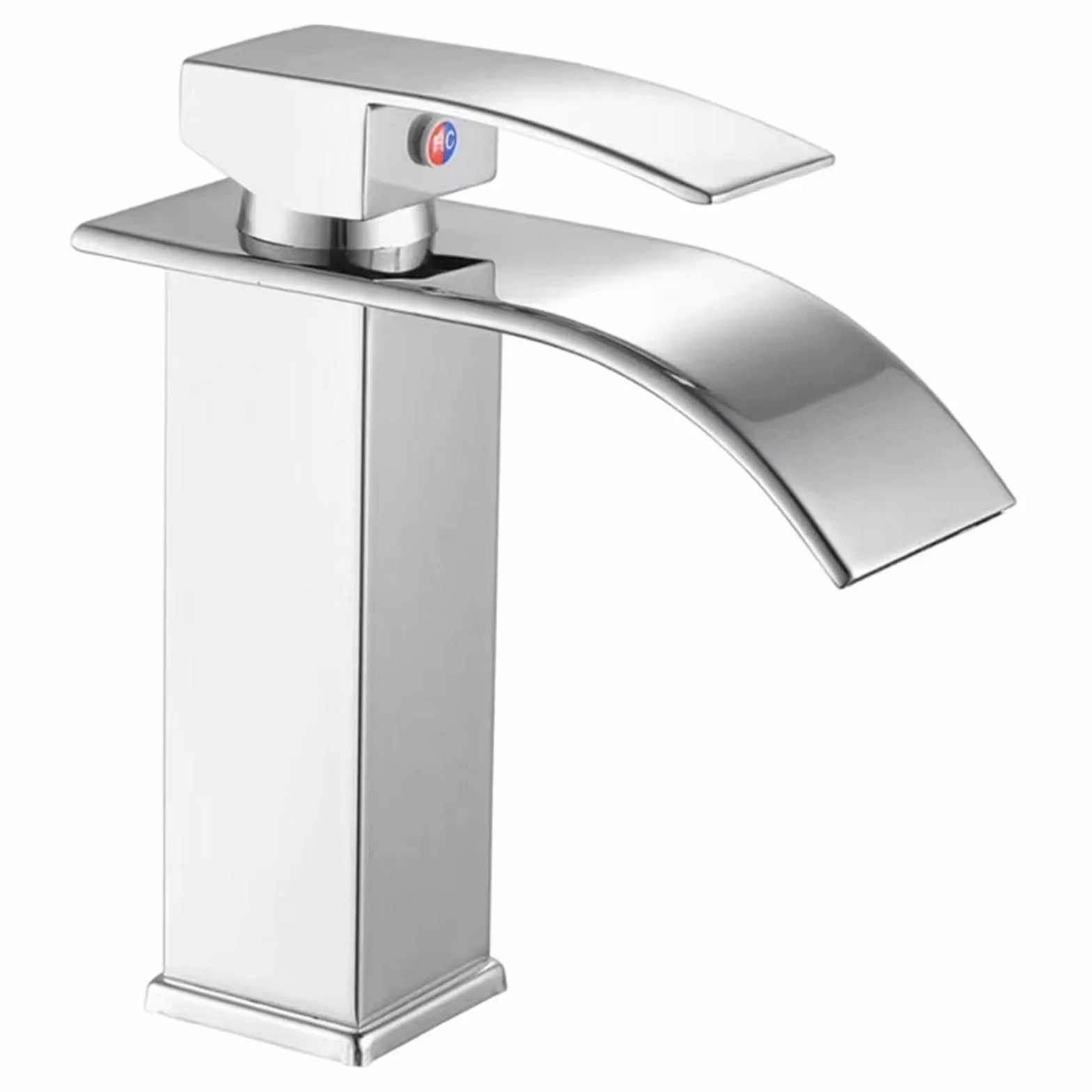 Grifo Lavabo Cascada Grifo de Lavabo Baño Grifos para Lavabos de Baño Grifo Monomando Lavabo con Altura de Pico de 110 MM Grifo Cascada con manguera de Salida Caliente y Fría Plateados(Cromo)