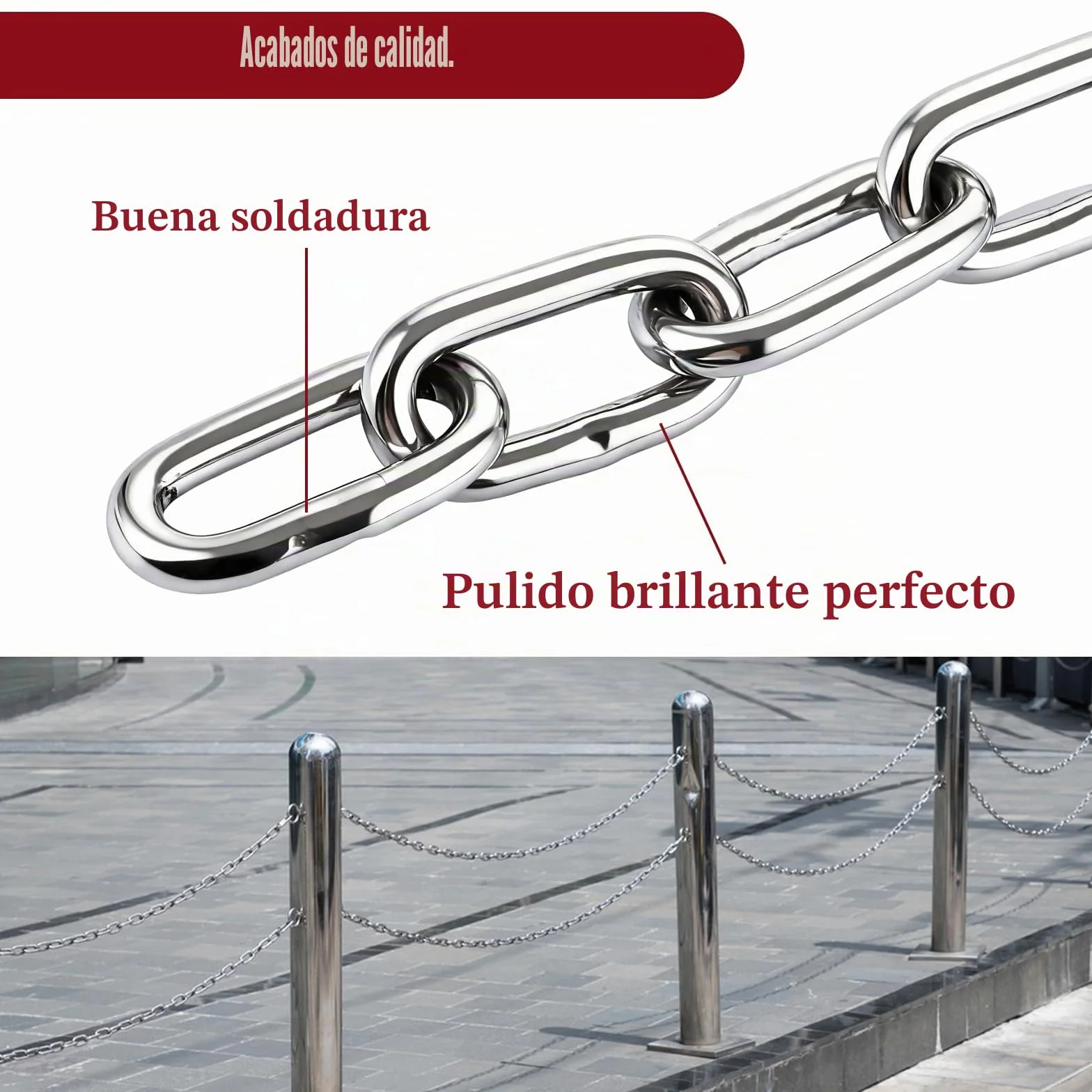 Cadena de acero inoxidable de 6 mm, cadena de acero inoxidable de 4 m, cadena de eslabones largos, cadena de eslabones de acero inoxidable, cadena de eslabones