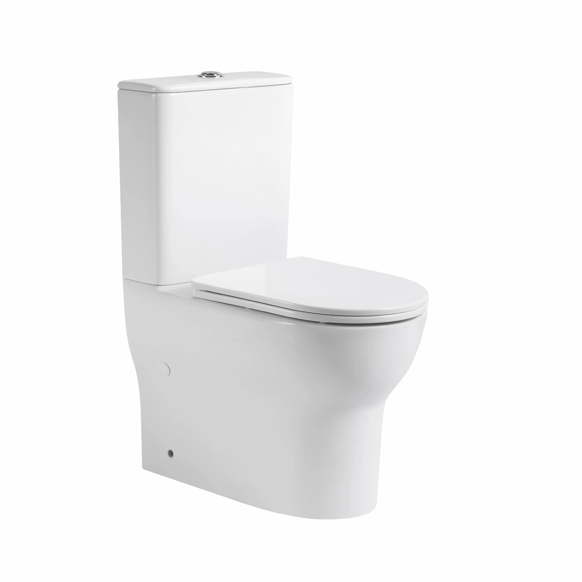 BAIKAL Inodoro de Cerámica T2. WC Compacto a Suelo con Sistema Rimless y cisterna Monobloque con mecanismo de Doble Descarga. Sanitario completo con Salida Dual y Asiento con caída Amortiguada.