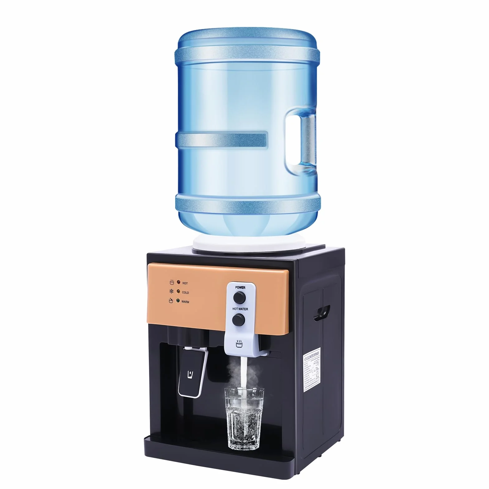 Fuente de agua caliente y fría eléctrica, dispensador de agua de mesa para oficina y cocina, acero inoxidable alimentario, calentamiento rápido 95°C, refrigeración 8°C, té, leche, café, compacto
