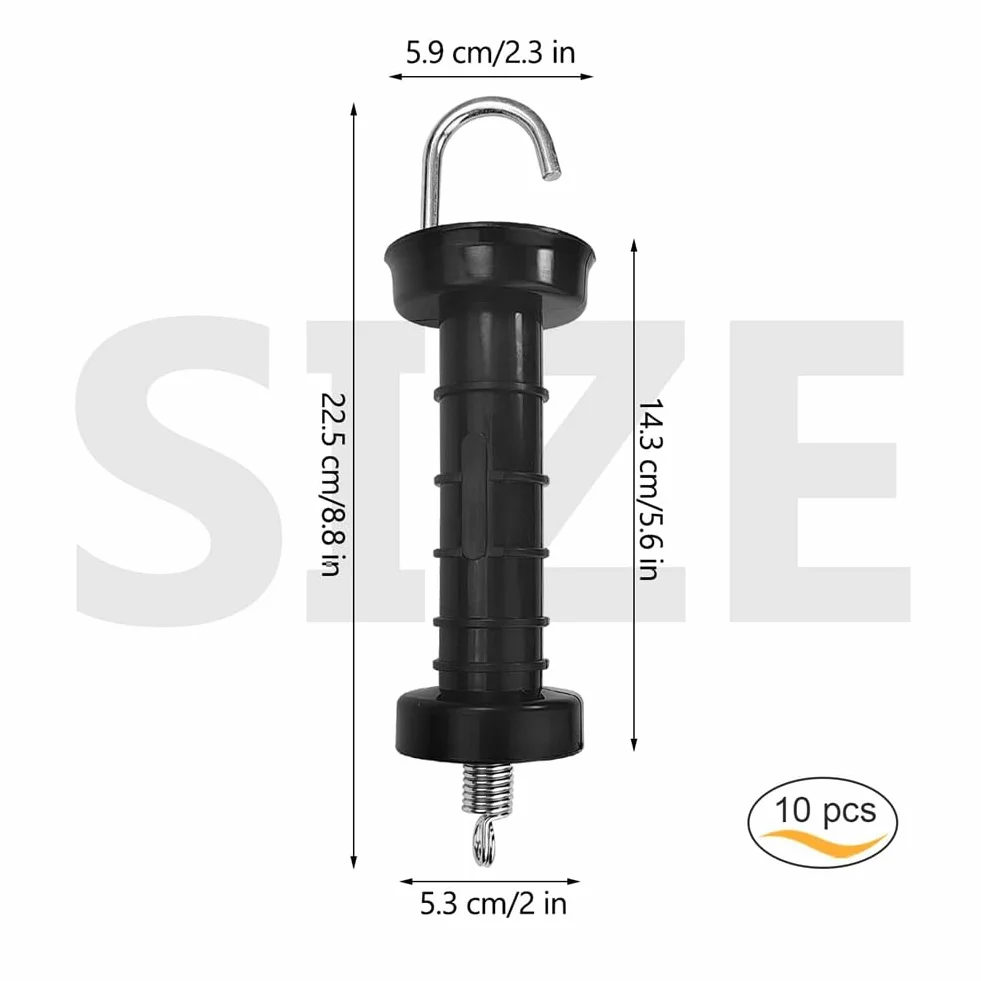 Manija de Puerta de 10 Piezas para Cerca EléCtrica, TensióN de Resorte Aislado, Accesorios de Repuesto para Cercas, para Puertas de Pasto