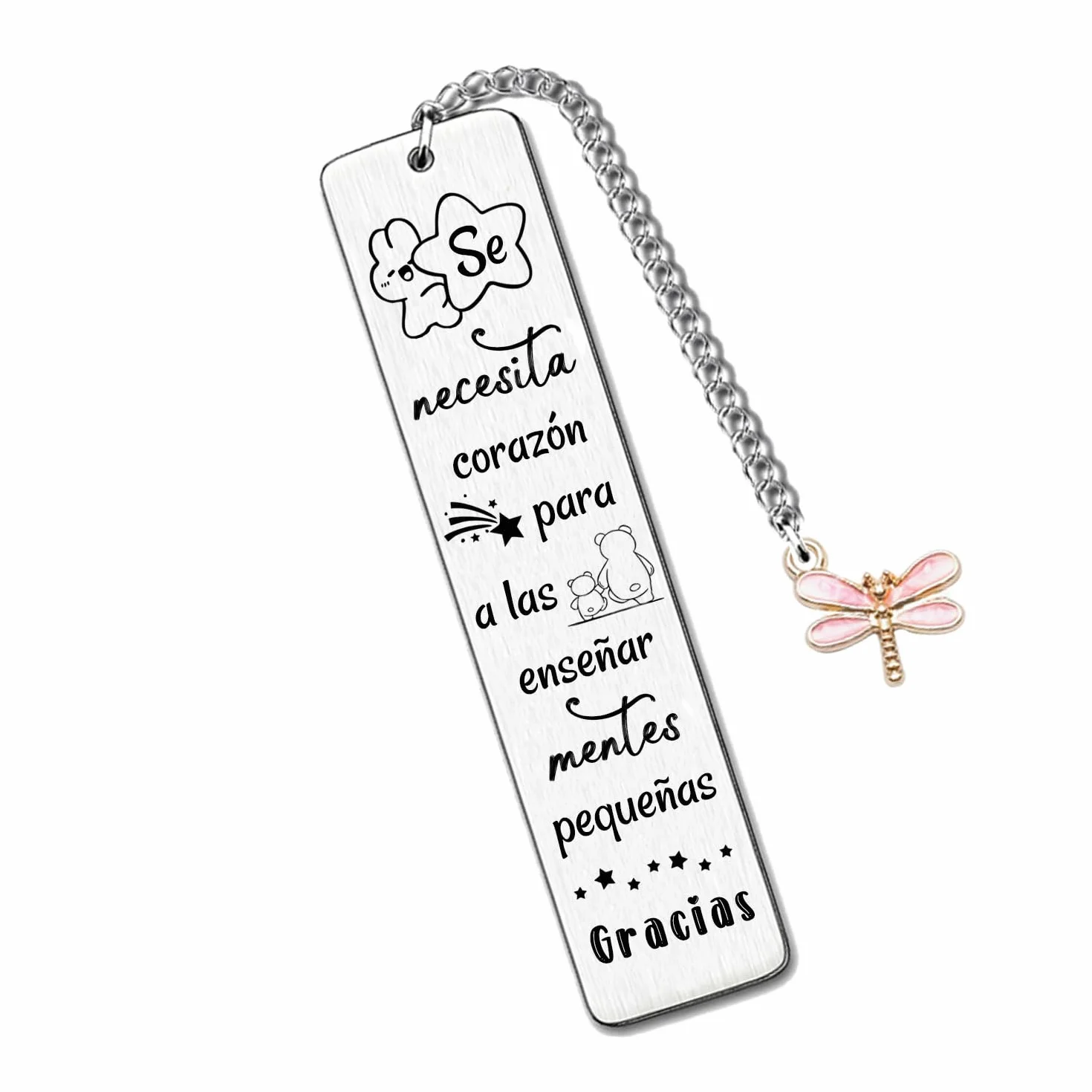 Marcapáginas Metálico para Profesora, Regalo Fin de Curso, Frases Emotivas, Detalle Maestra Infantil Primaria