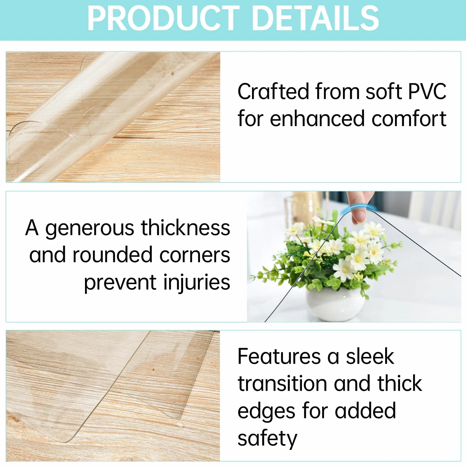 Alfombrilla de Escritorio PVC Antideslizante Impermeable 90x40cm 1.5mm