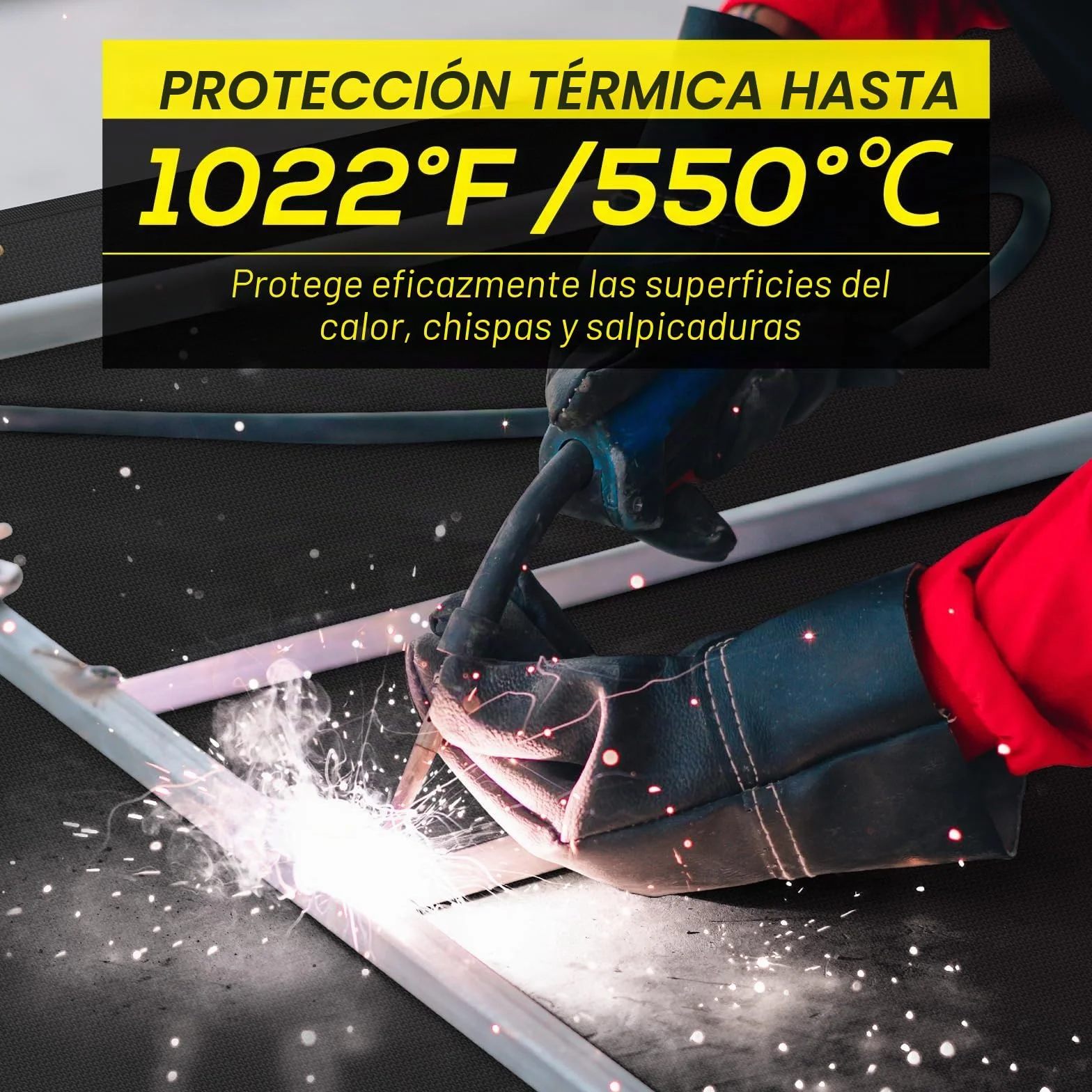Manta de soldadura ignífuga 120x180 cm, manta ignífuga de fibra de vidrio recubierta de silicona, diseñada para uso doméstico y exterior, para soldadura profesional y resistente