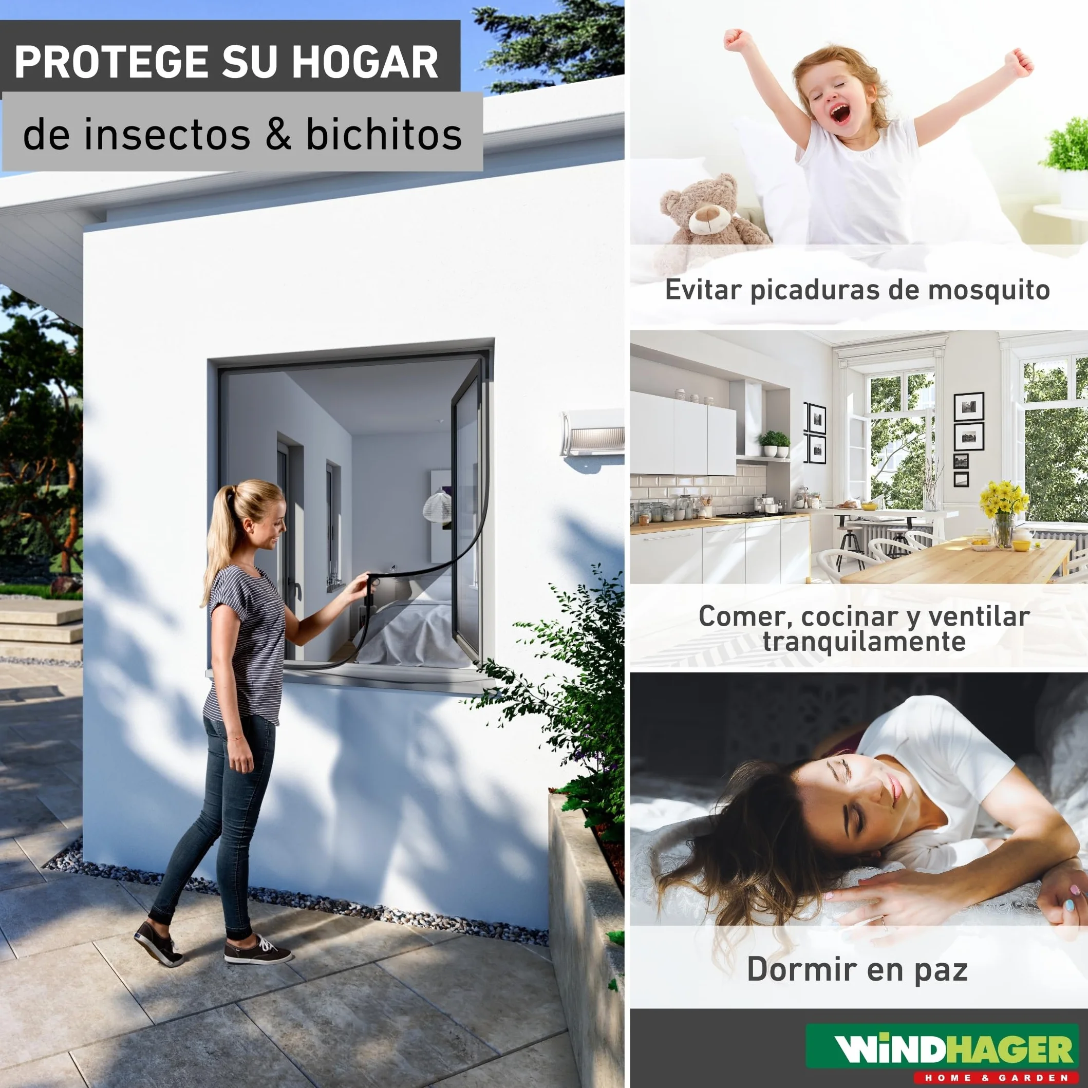 Windhager Ventana magnética de protección contra insectos, marco magnético para mosquitera, mosquitera, montaje sin herramientas, antracita, kit de autoensamblaje 100 x 120 cm, 04301