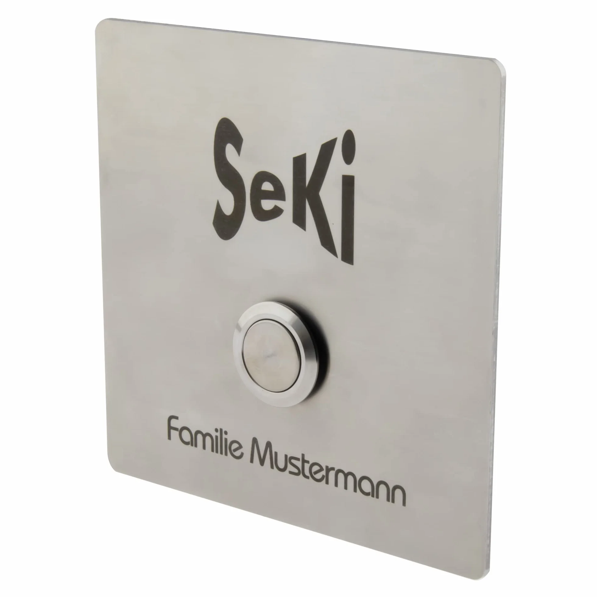 SeKi Pulsador de acero inoxidable, diámetro de 16 mm, forma plana de cabeza plana, conexión roscada; pulsador de timbre