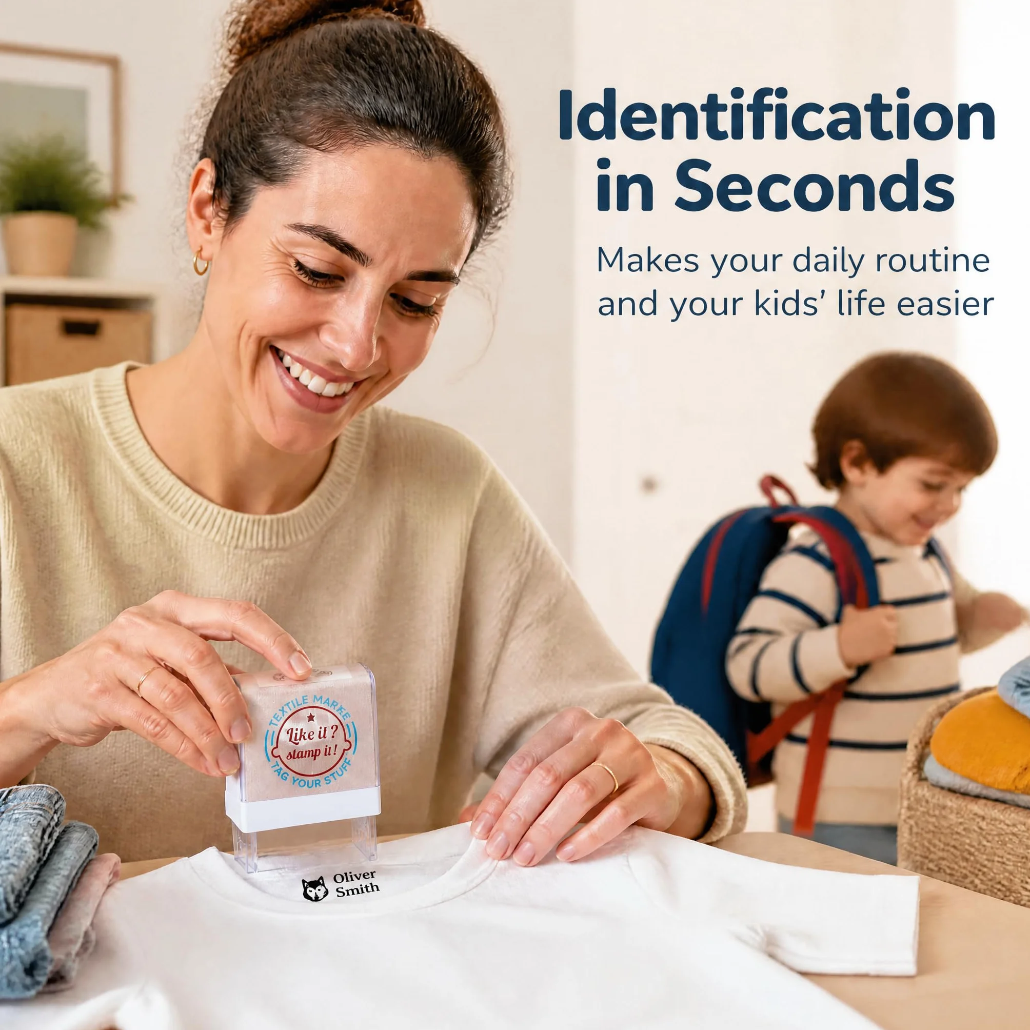 Sello de Ropa Personalizado para Niños | Marcador de Nombre Textil Impermeable para Uniformes Escolares