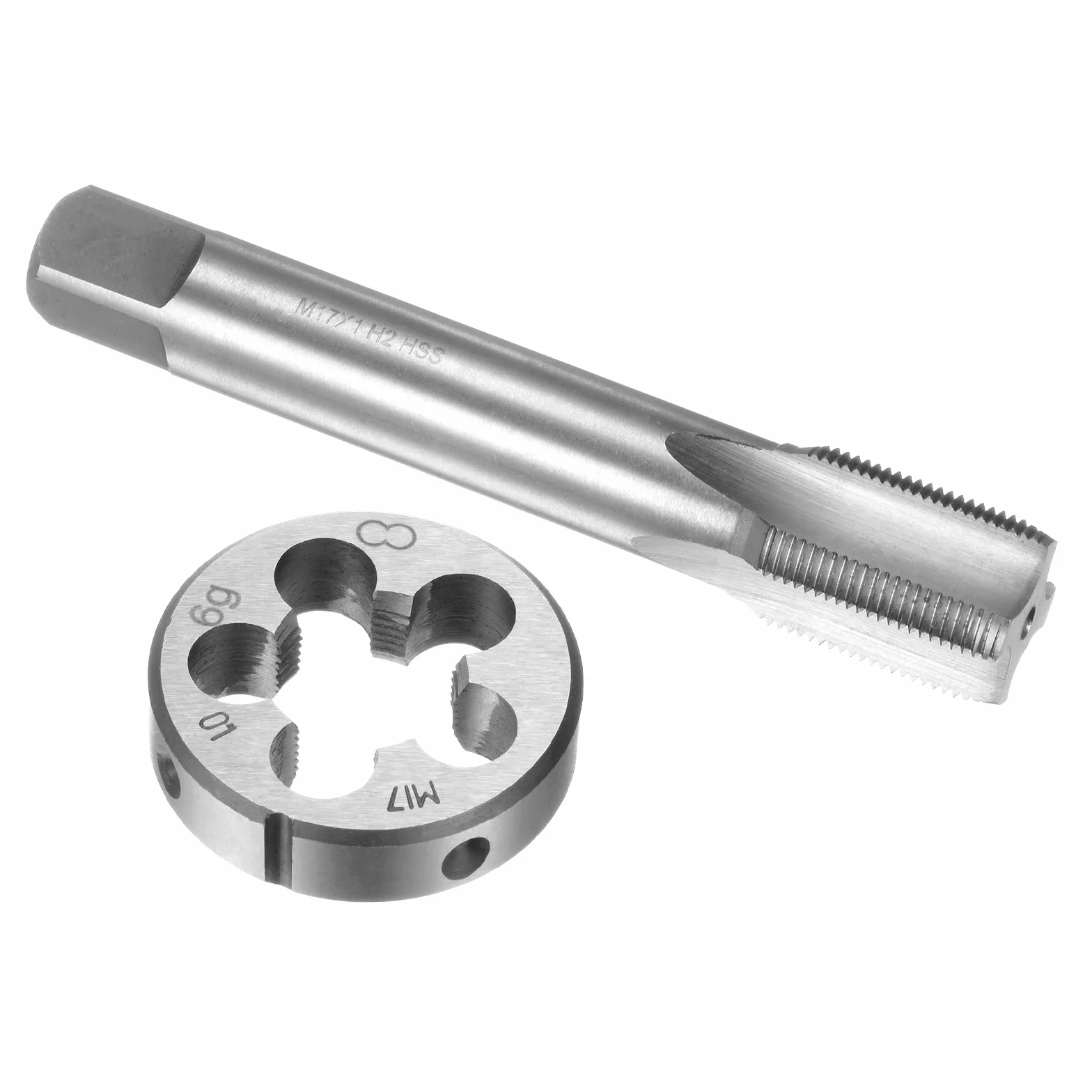 QUARKZMAN Juego de 2 Piezas de Machos y Terrajas, Macho de Rosca Métrica M17 x 1 y Terraja Redonda, Herramienta de Roscado y Roscado para Reparación de Tuercas y Tornillos
