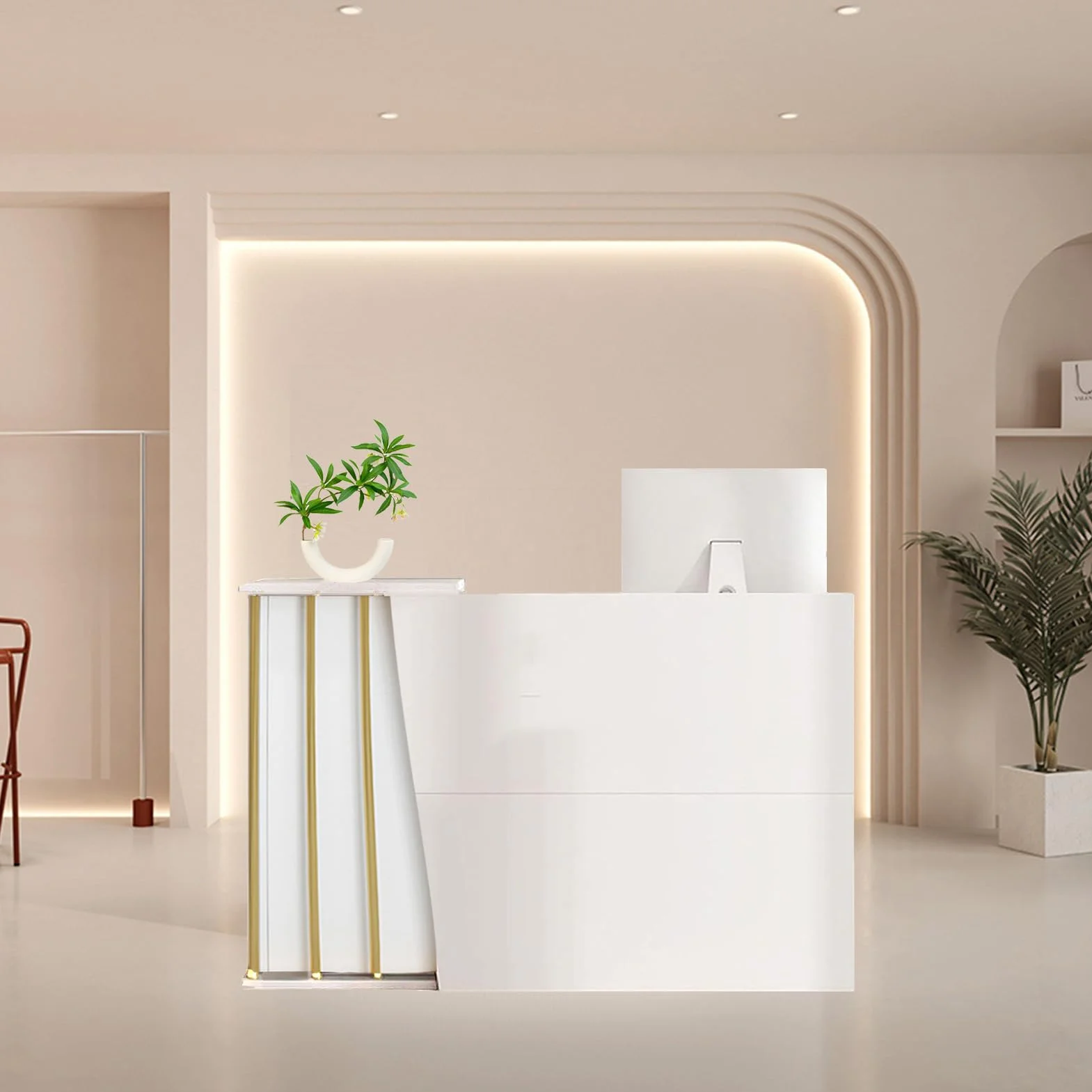 Mostrador de Recepción con Cajones y Estantes 120cm Mesa de Mostrador Moderno
