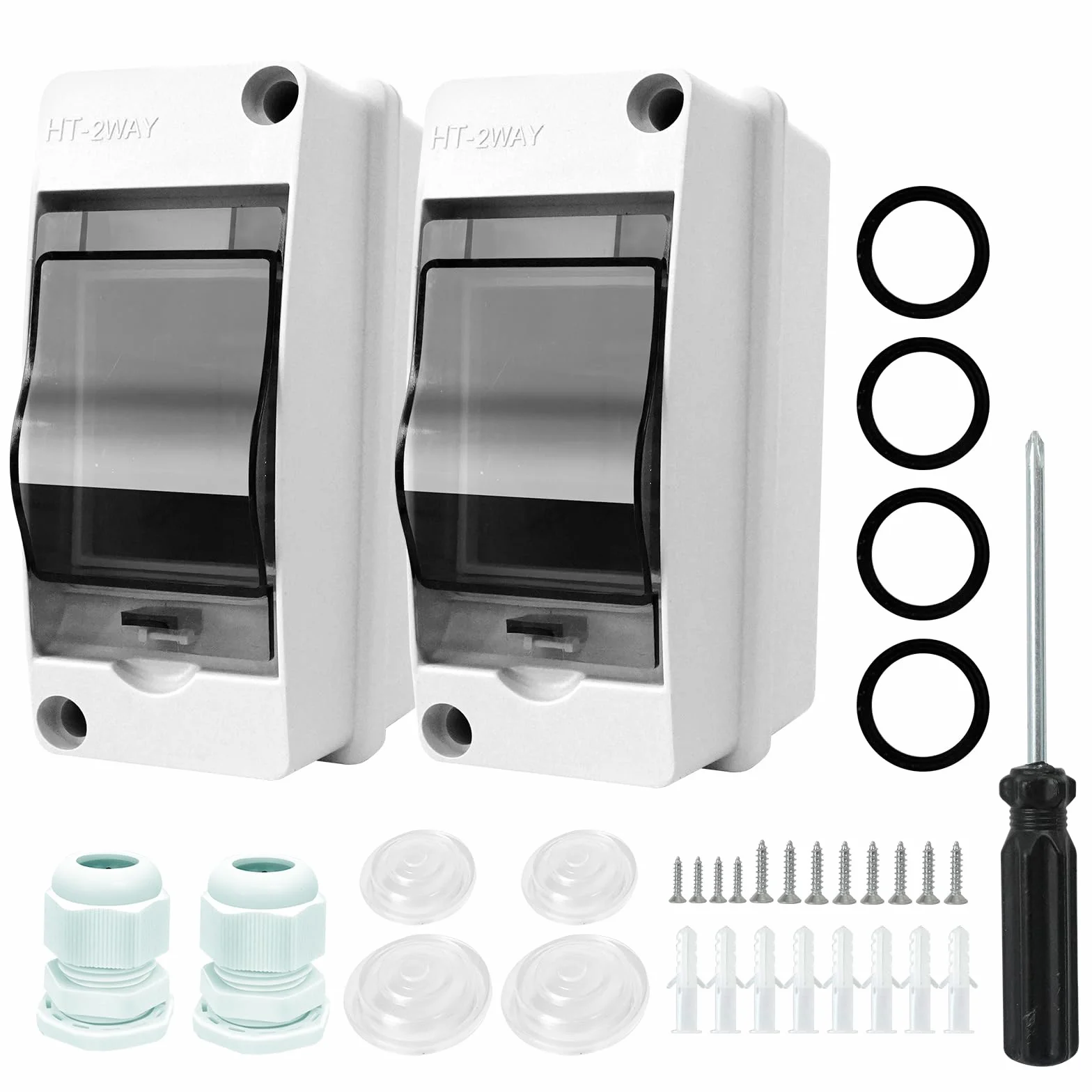 Caja Estanca Exterior IP65 2 Módulos Cuadro Eléctrico con 4 Conectores