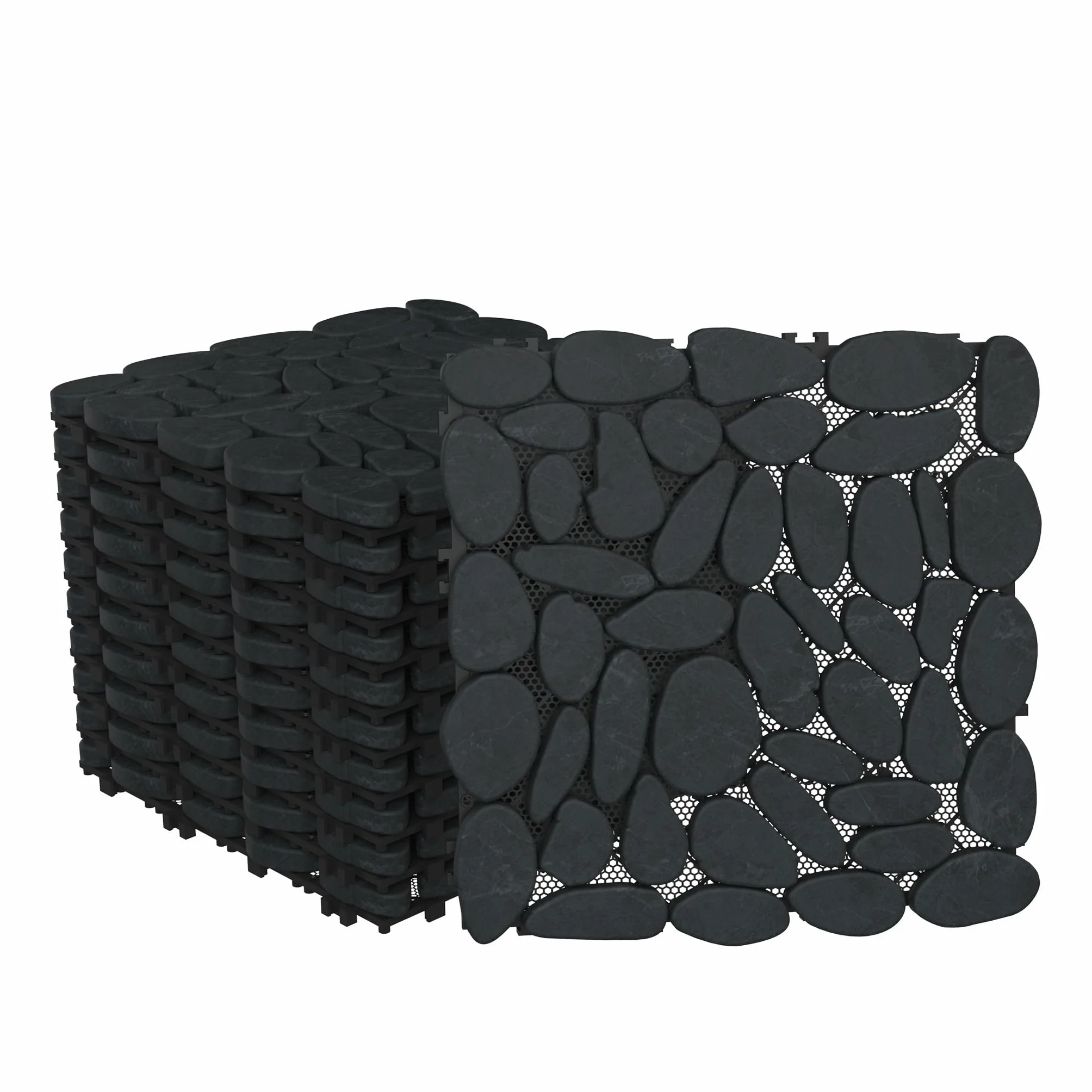 FIVMEN Baldosas de piedra para terraza, 30 x 30 cm, para exteriores, de piedras de río naturales, con sistema de clic, para terraza, balcón, 11 piezas, tipo D