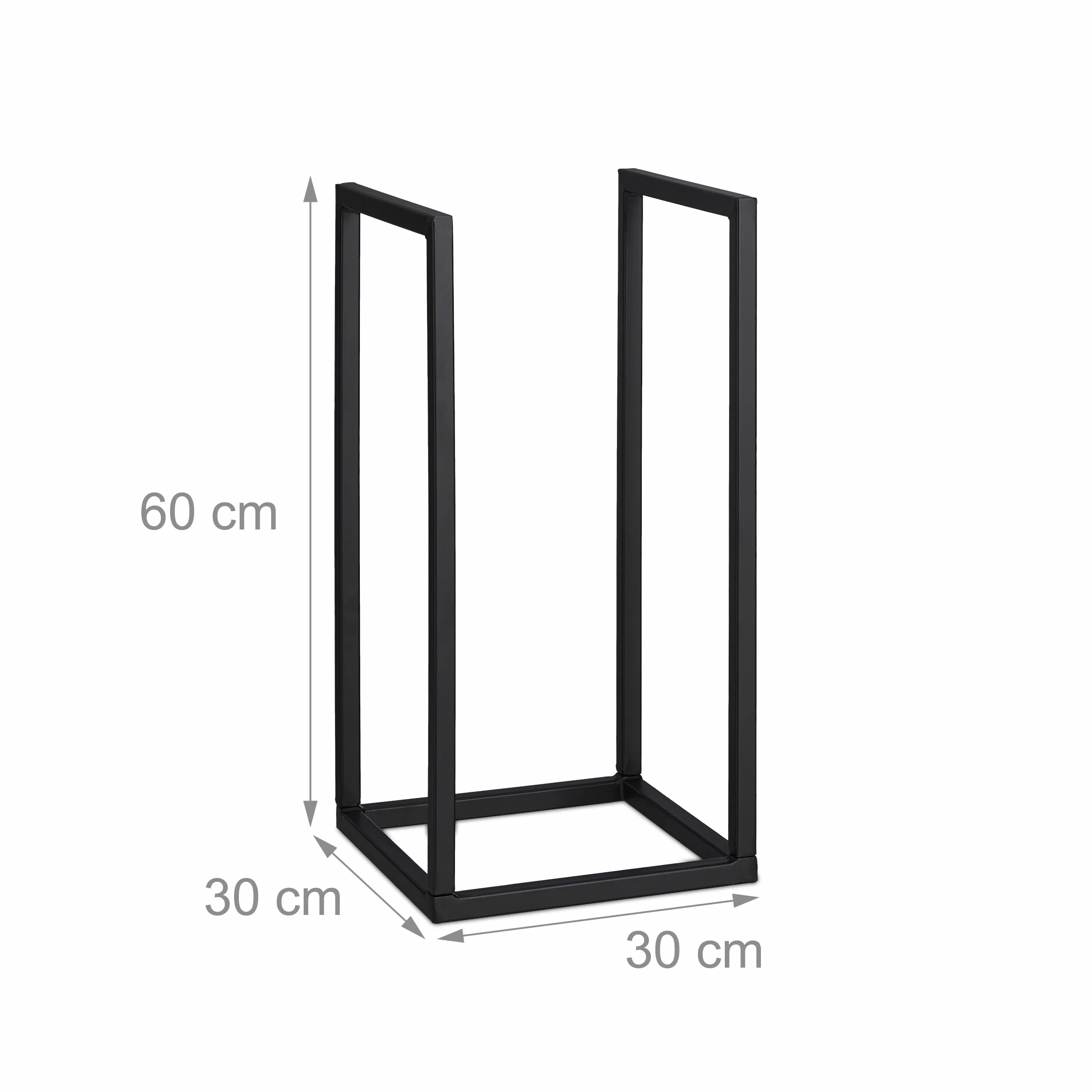 Relaxdays Leñero para Chimenea Mediano, Metal, 60x30x30 cm, Estante de Leña para Interior, para Apilar Troncos, Negro