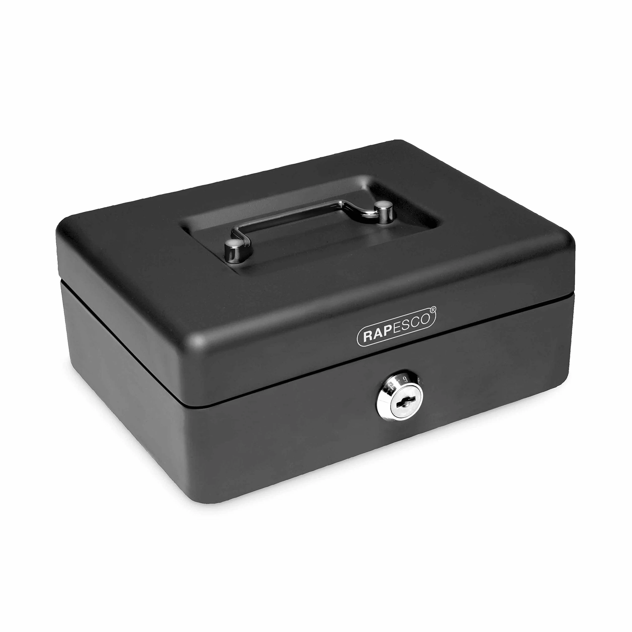 Rapesco SB0008B1 Caja de Caudales Portátil Pequeña, 20 cm, 3 llaves, Negro
