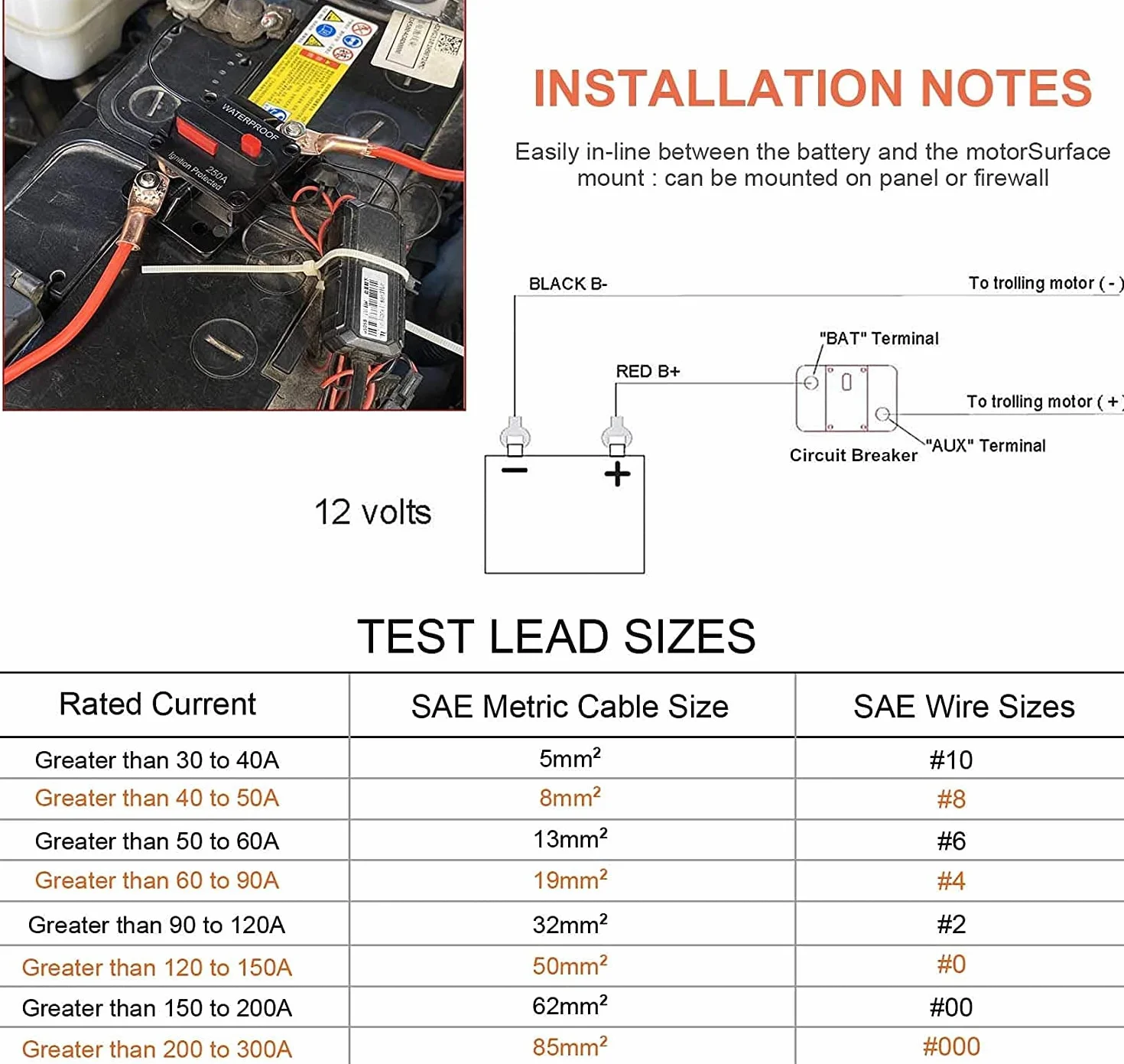 Gebildet Disyuntor de 100Amperios con Reinicio Manual Inversor de Fusibles en Línea Impermeable para Motores Marinos de Arrastre Barco ATV Alimentación Manual 12V-42VDC (100A)