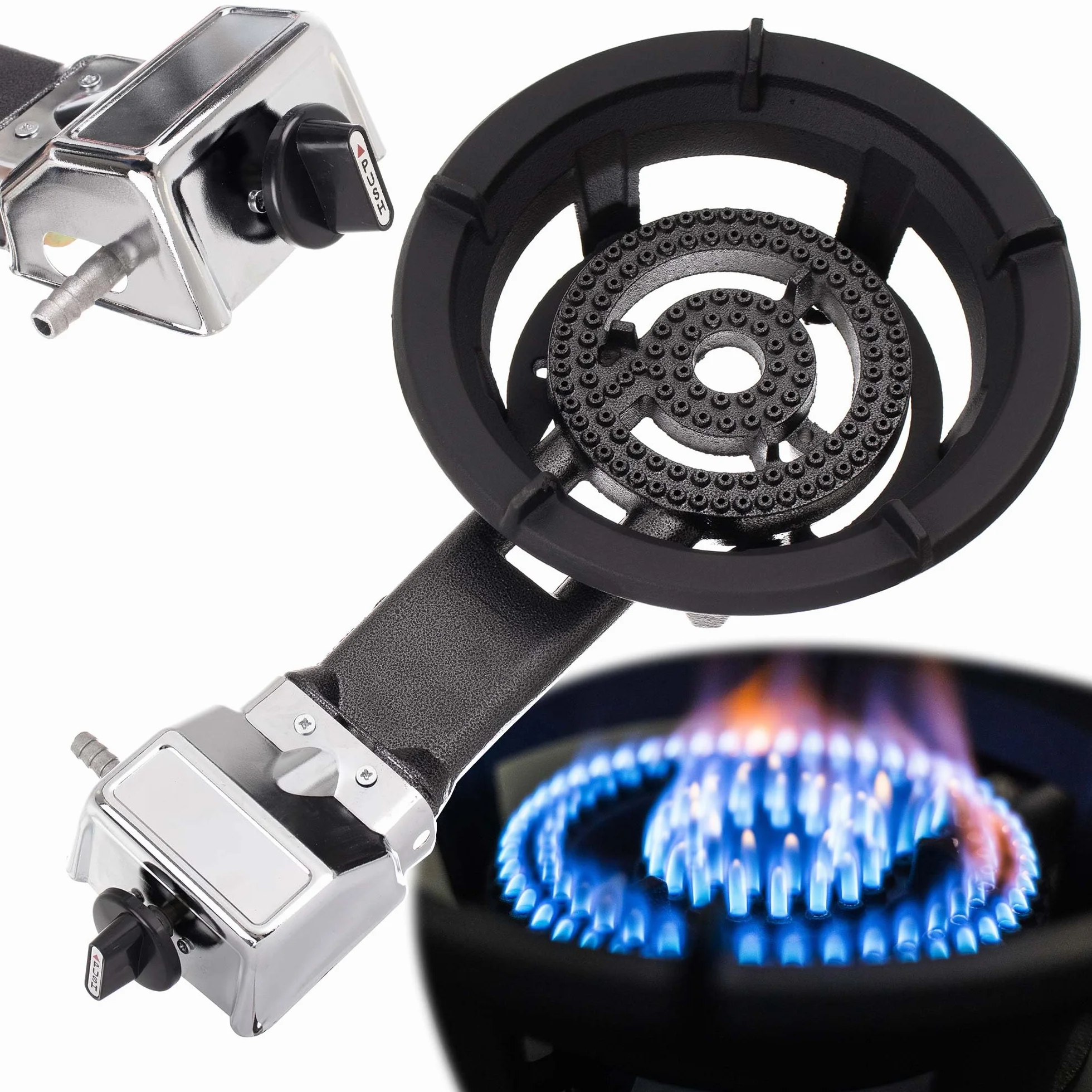 Hornillo de gas turístico con encendido PIEZO de 8,5 kW, para botellas de 11 kg