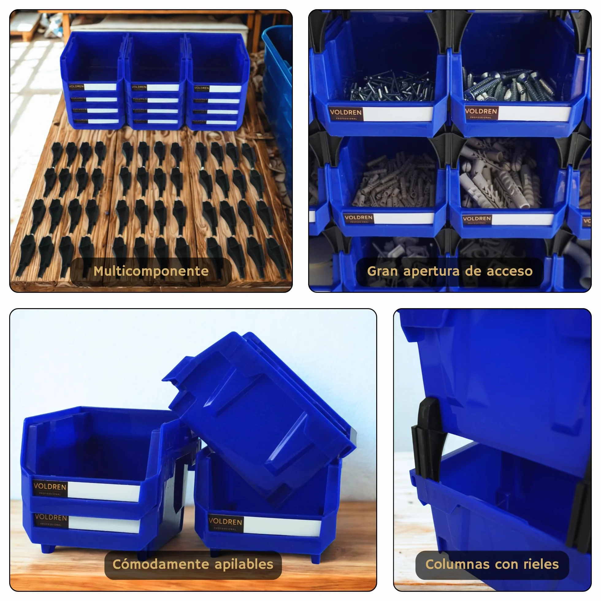 Gavetas organizadoras apilables - Organizador tornillos - Cubetas plastico almacenaje - Organizador cajones - Clasificador apilable taller - Estanteria gaveta herramienta (Azul, 12)