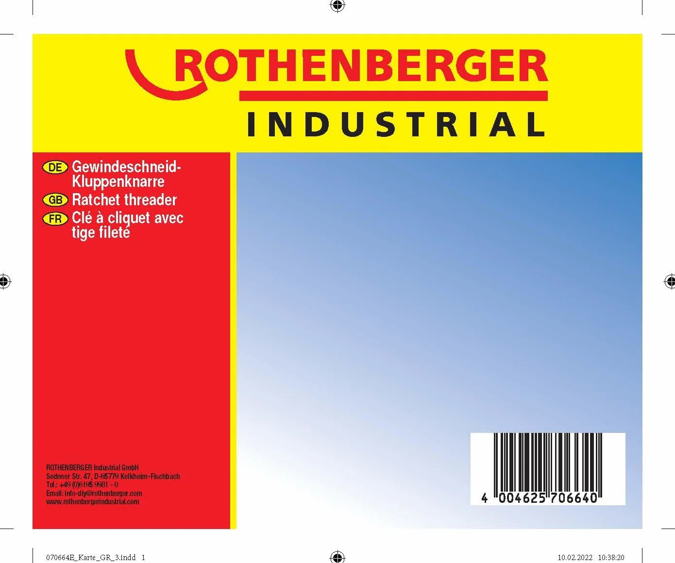 Rothenberger Industrial 070664E BSPT - Carraca de roscar (1/4-1-1/4", diámetro de la carra), color negro