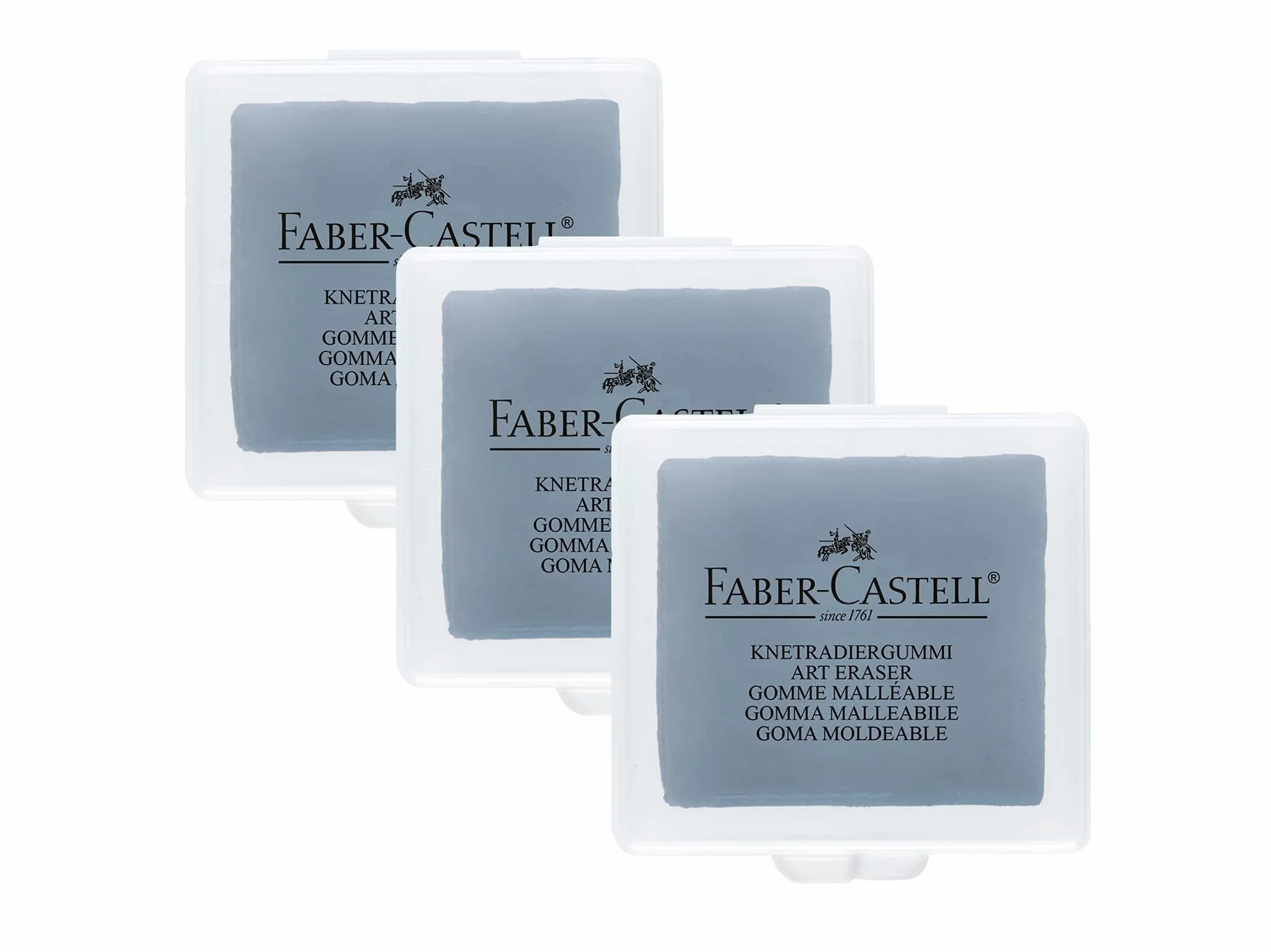 FABER-CASTELL Goma moldeable Art Eraser 127220, gris, 3 unidades