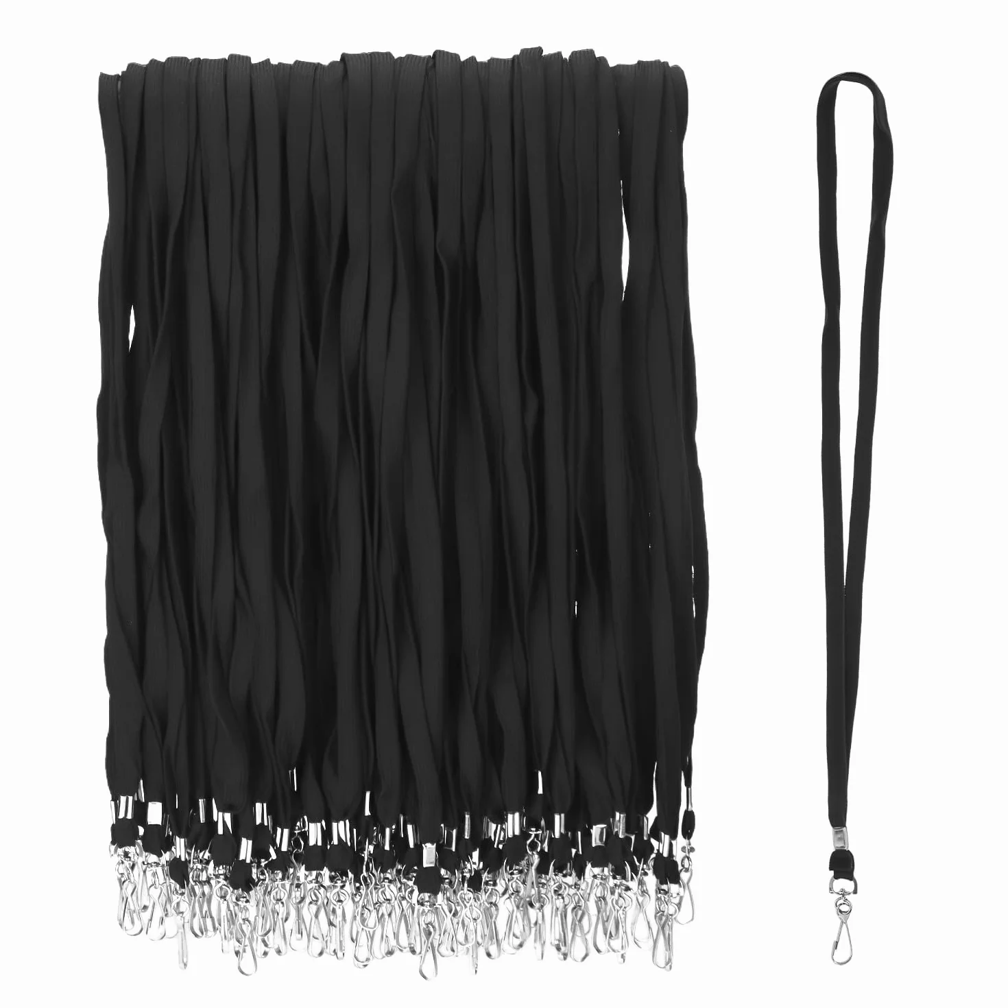 QWORK® 100 Piezas Lanyard Cuello con Ganchos Giratorios para Tarjetas de Identificación y Llaves (Negro)