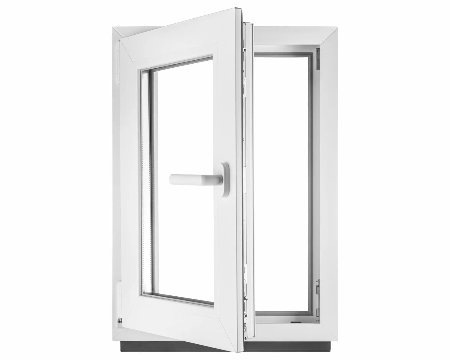 Kunststofffenster BxH 50 x 80 cm Weiß - Dreh-Kipp Kellerfenster DIN Links - 2-fach Verglasung 32 mm - Wärmeschutz & Schallschutz - PVC Fenster für Haus, Keller, Garage