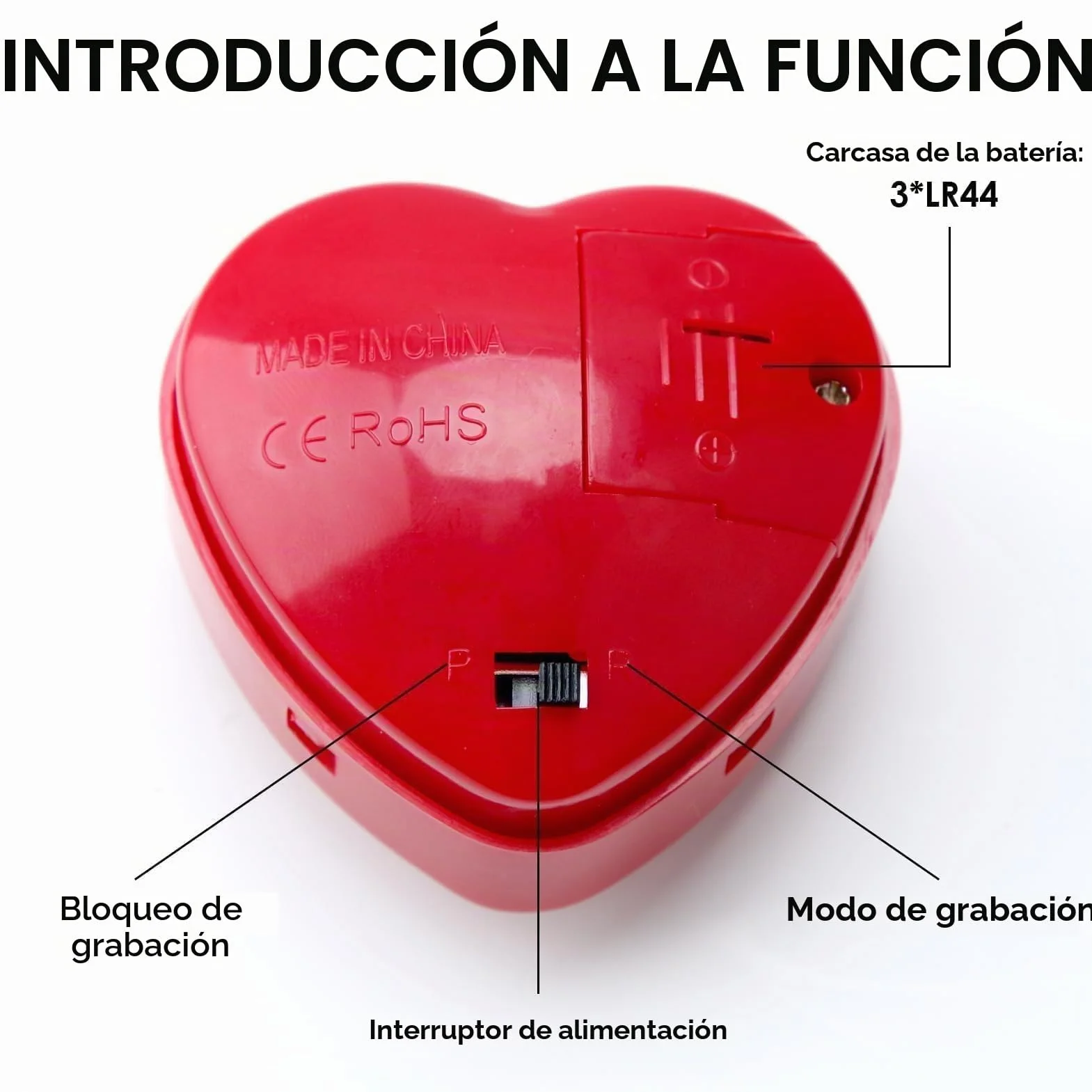 Grabadora de Voz en Forma de Corazón 30 Segundos, Caja de Voz para Peluches, Mini Grabadora Personalizada