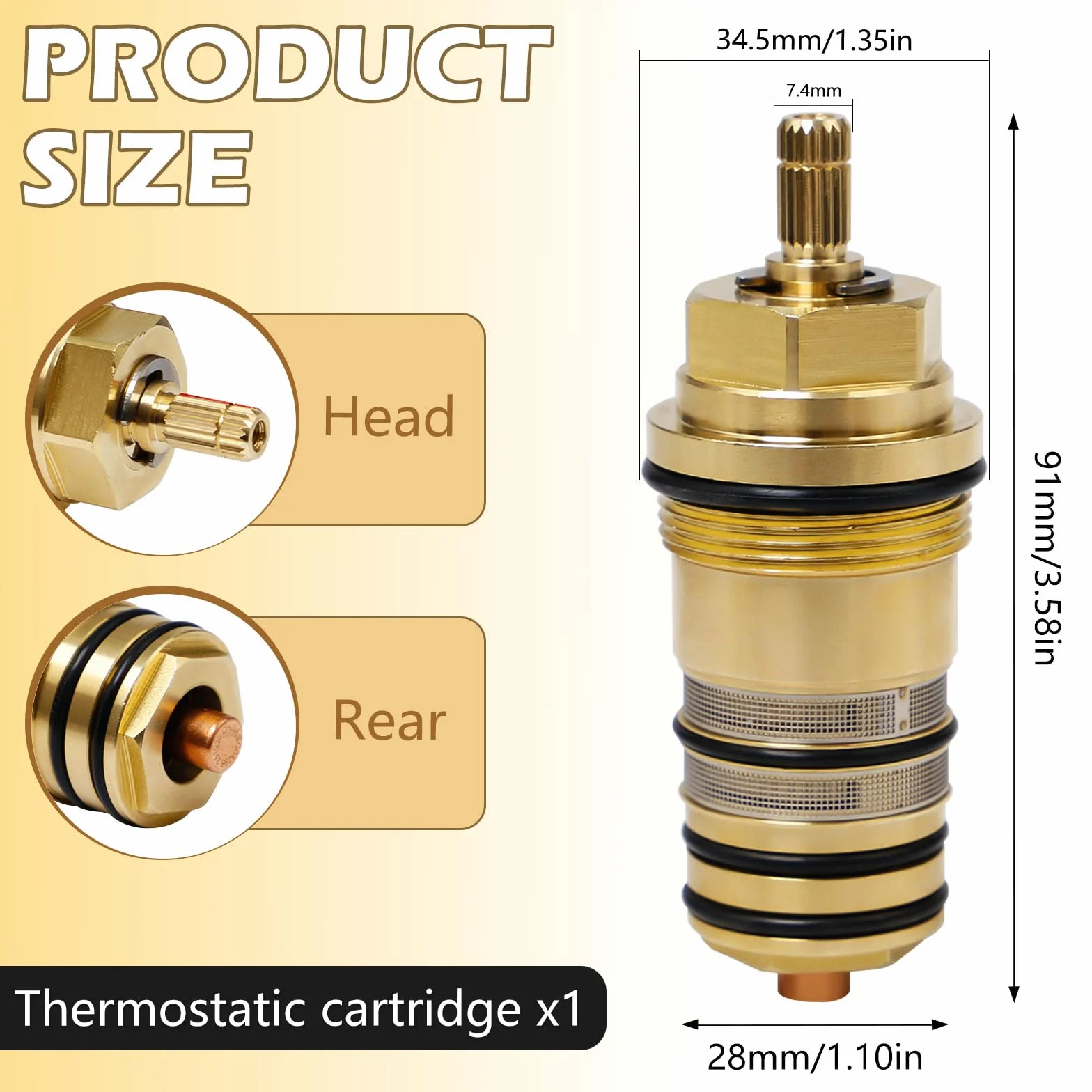 94282000 Cartucho Termostático de Latón Unidad de Control de Temperatura 3/4" Cartucho de Válvula de Ducha Termostática Apto para Ducha Hansgrohe Ecostat, Termostatos de Dos y Tres Orificios