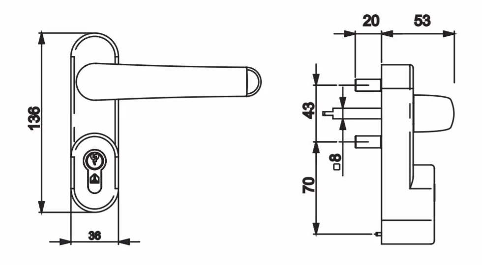 Mando externo negro 9005 antipánico Art. 1090 asa externa para manillar antipánico EXSLUSIVAMENTE PARA ANTIPANIC
