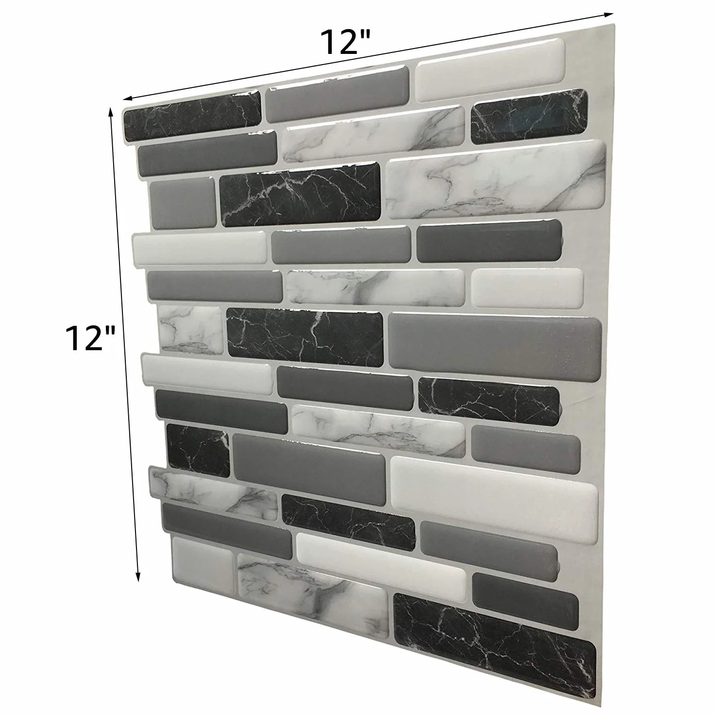 Art3d Azulejos para salpicaduras de cocina de mármol gris, 30x30cm, 6 hojas