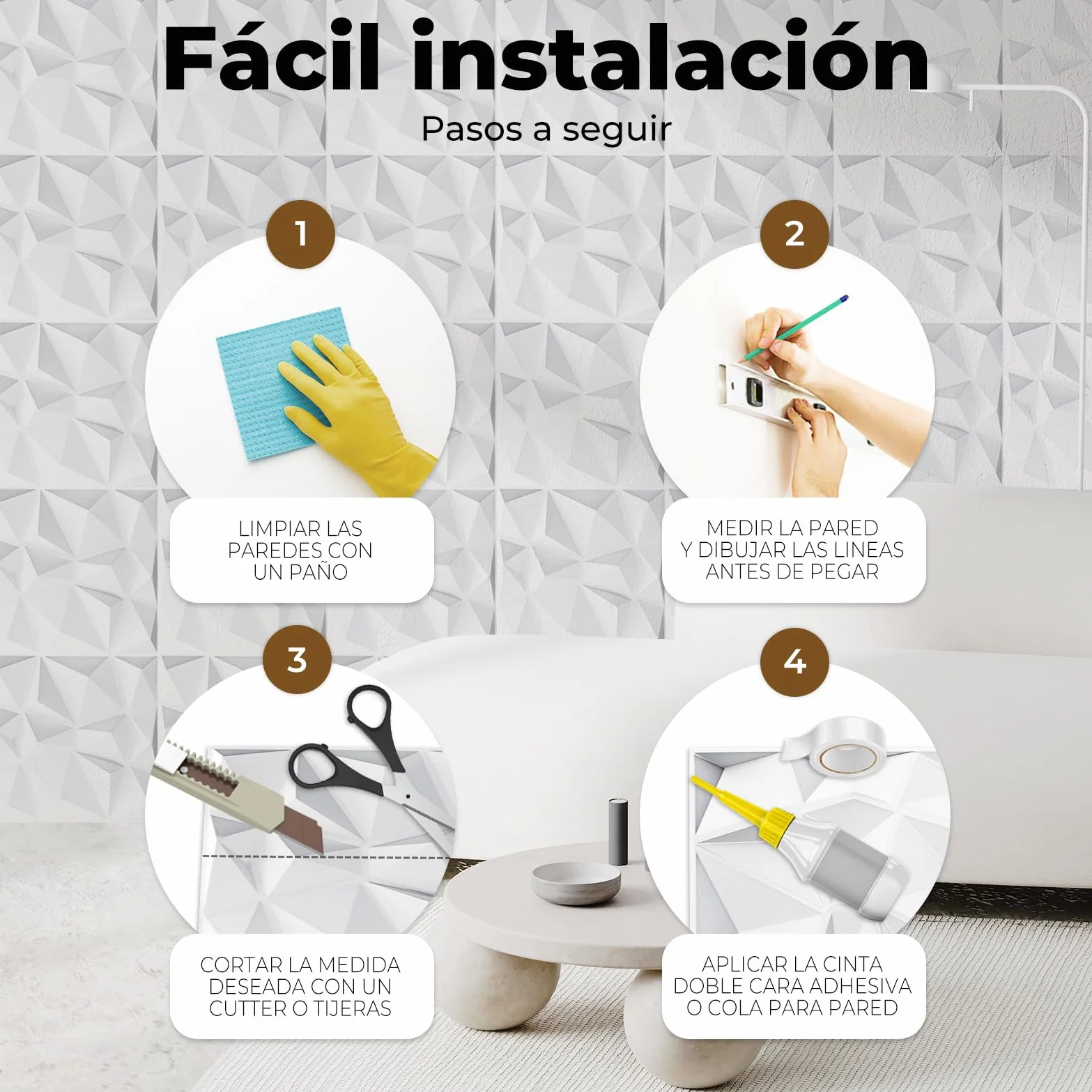 AMARA DECO - 30 unidades Paneles Decorativos Para Pared PVC 3D 30x30cm + Cinta Doble Cara Adhesiva. Revestimiento de Paredes PVC y Decoracion Gaming, Resistentes al Calor y Faciles de Limpiar