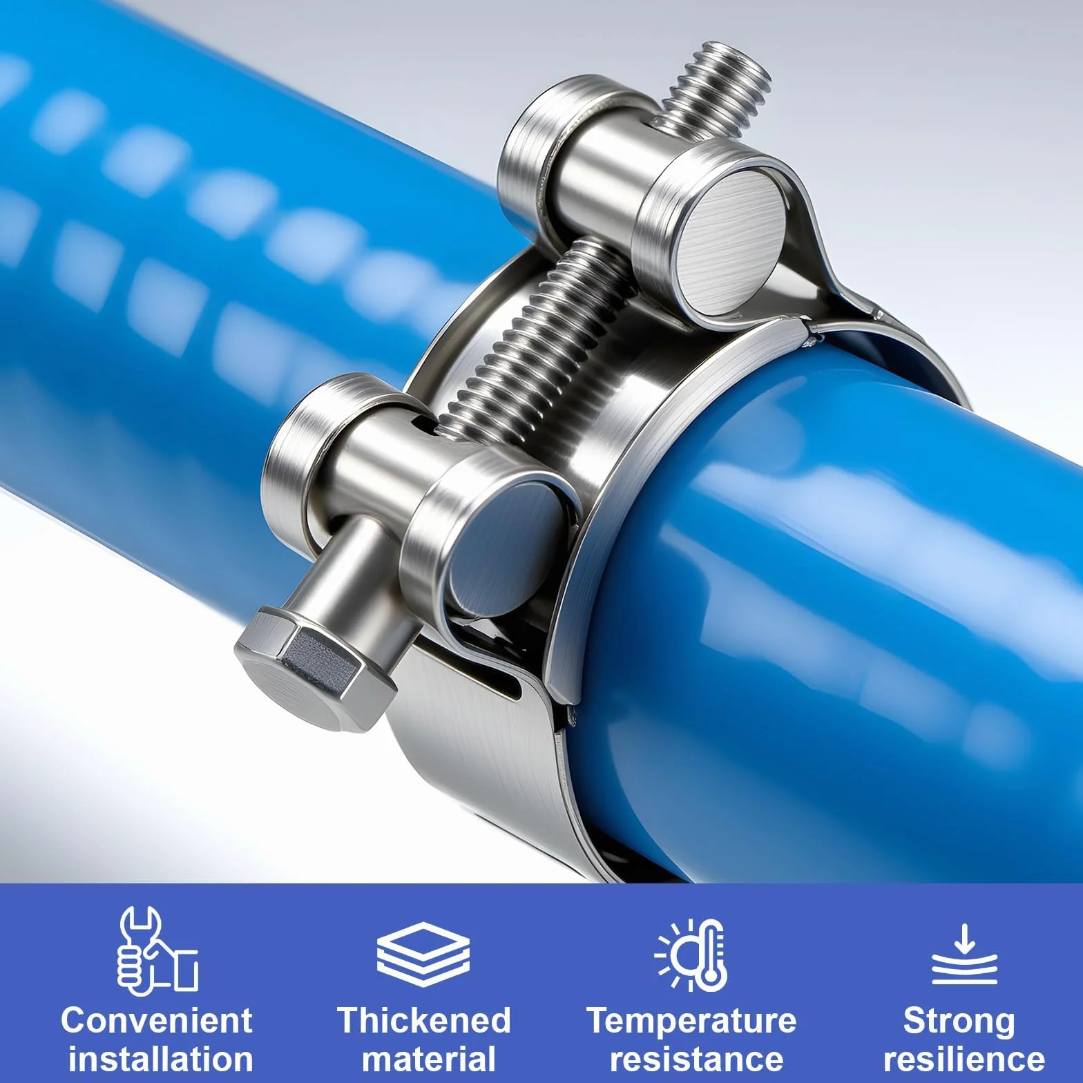 Abrazaderas de manguera, 8 unidades, abrazadera de perno articulado, 23-25 mm, acero inoxidable, tubo de escape, ancho de banda de 18 mm para tubos de escape de motocicletas y tubos de agua